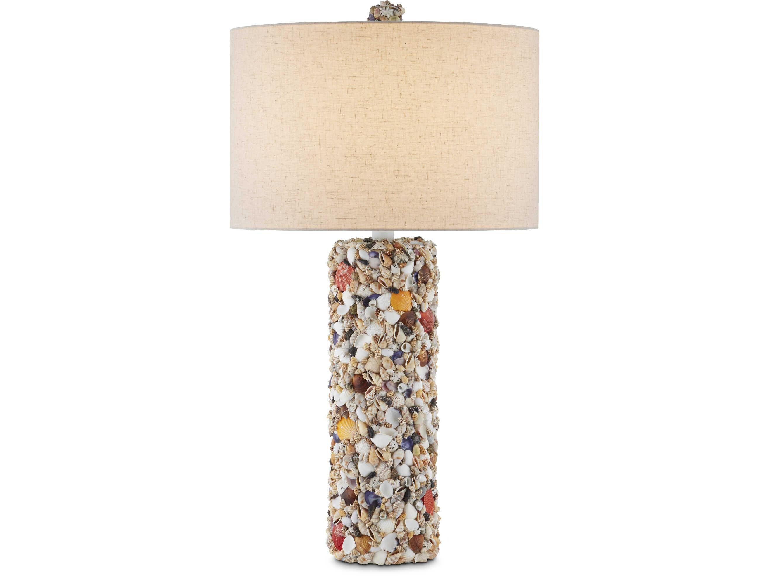 Currey & Company Festoon Natural Sugar White Light Linen Off Buffet Lamp