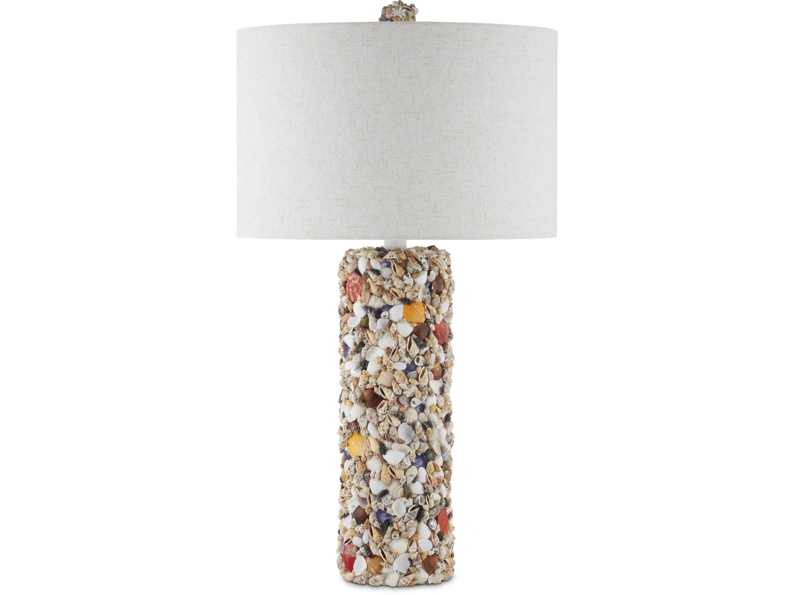 Currey & Company Festoon Natural Sugar White Light Linen Off Buffet Lamp