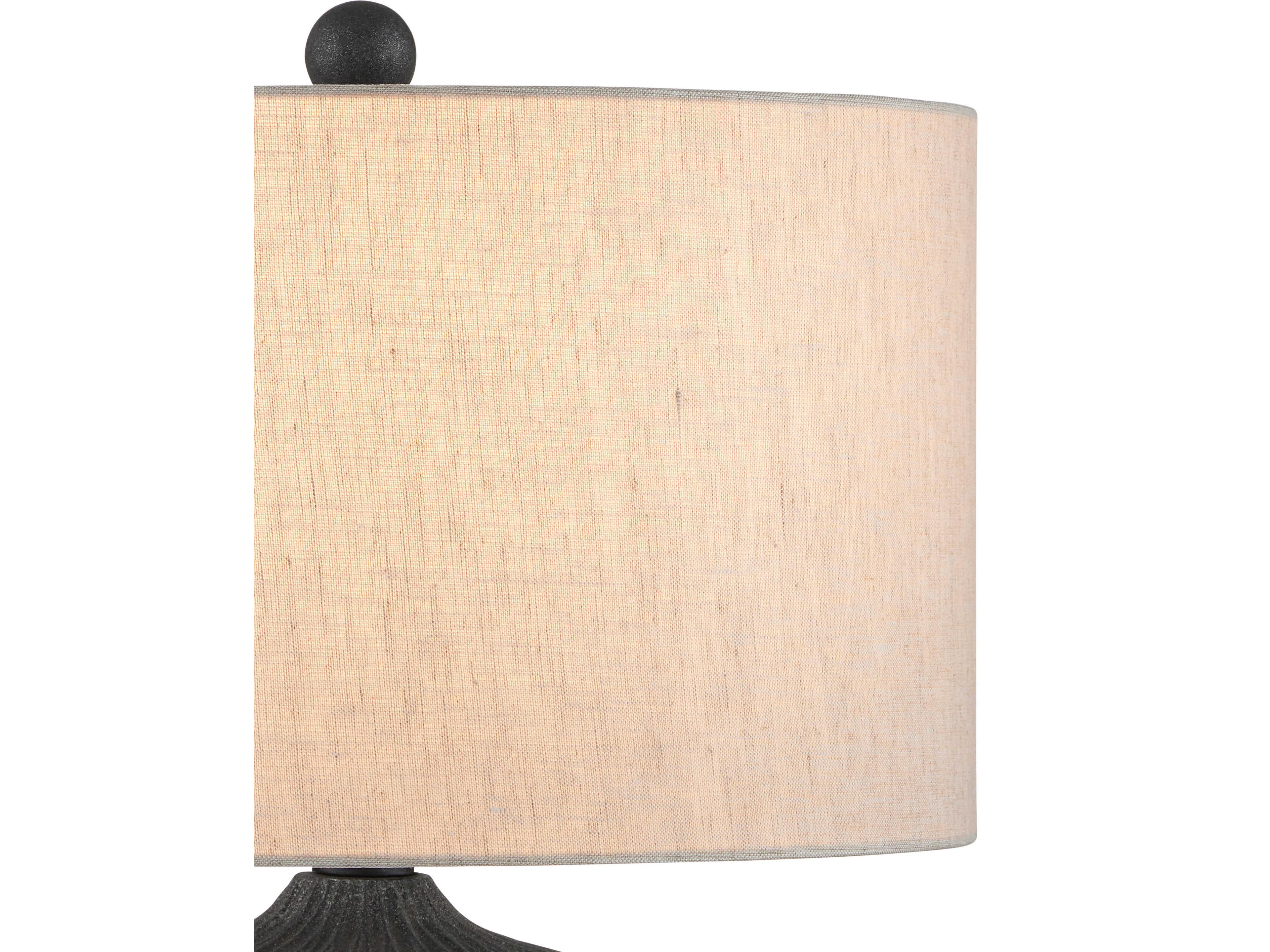 Currey & Company Mythmaker Black Granite Satin Light Natural Linen Table Lamp
