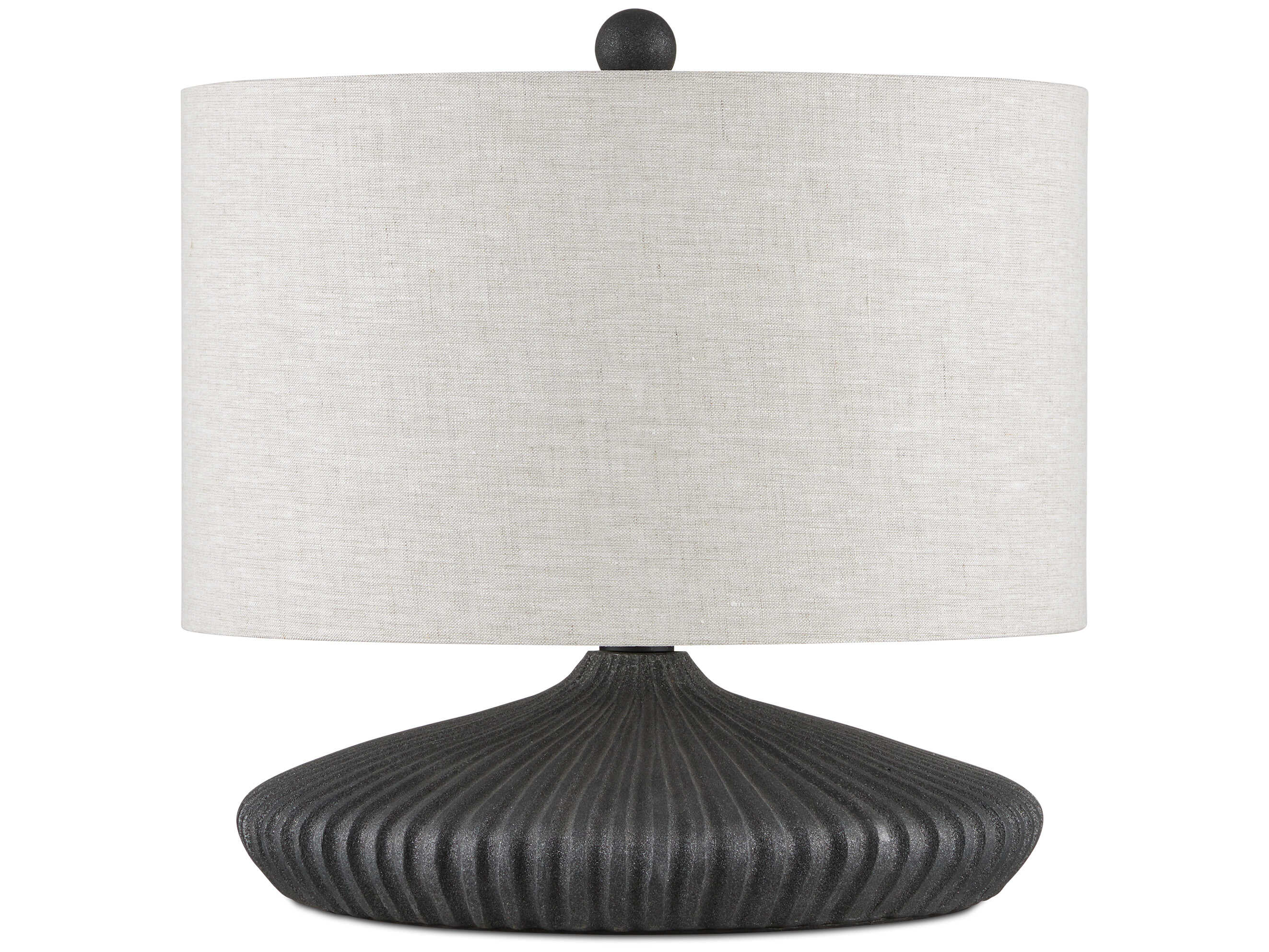 Currey & Company Mythmaker Black Granite Satin Light Natural Linen Table Lamp