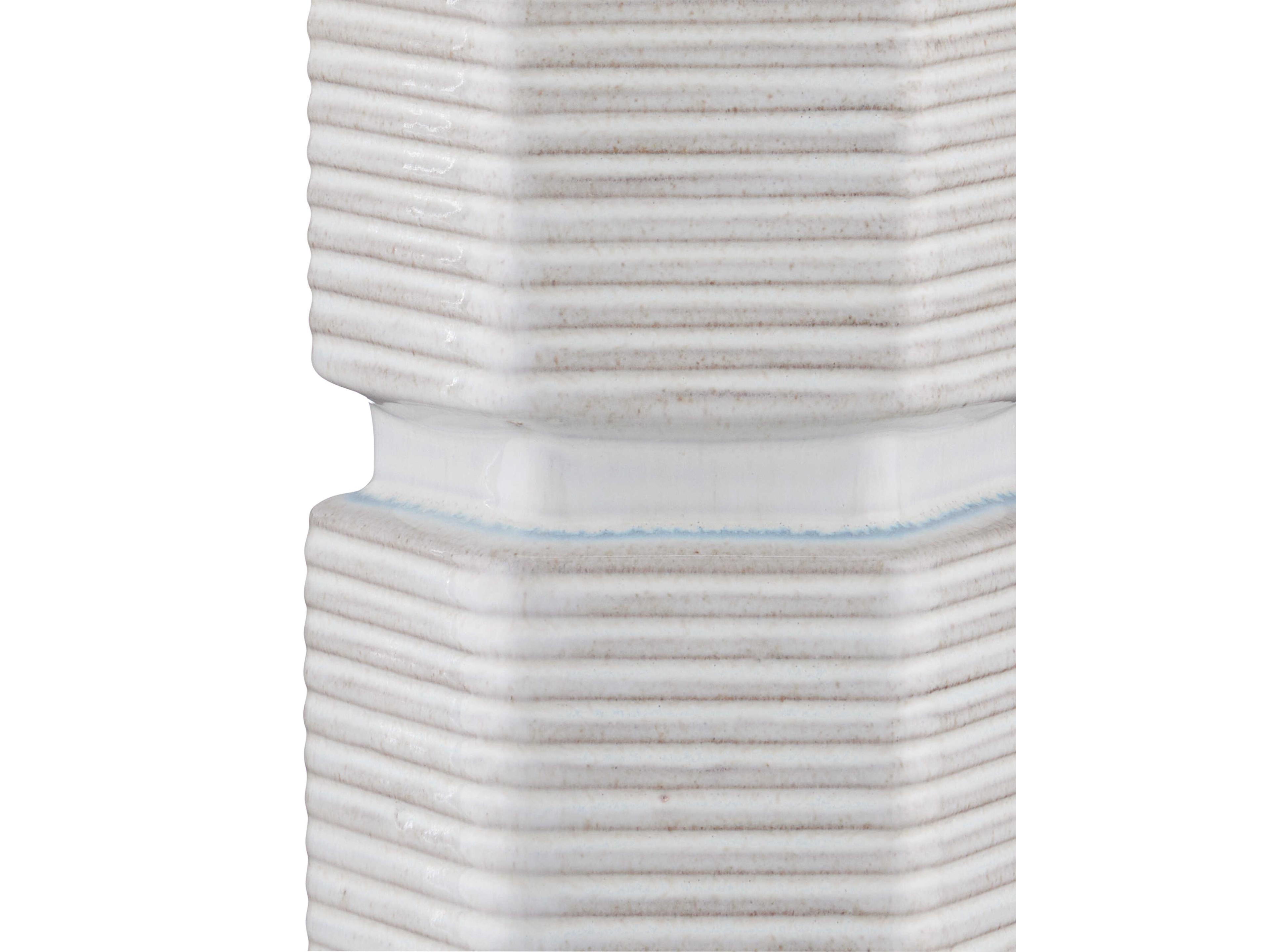 Currey & Company Glebe White Beige Blue Antique Brass Natural Linen Buffet Lamp