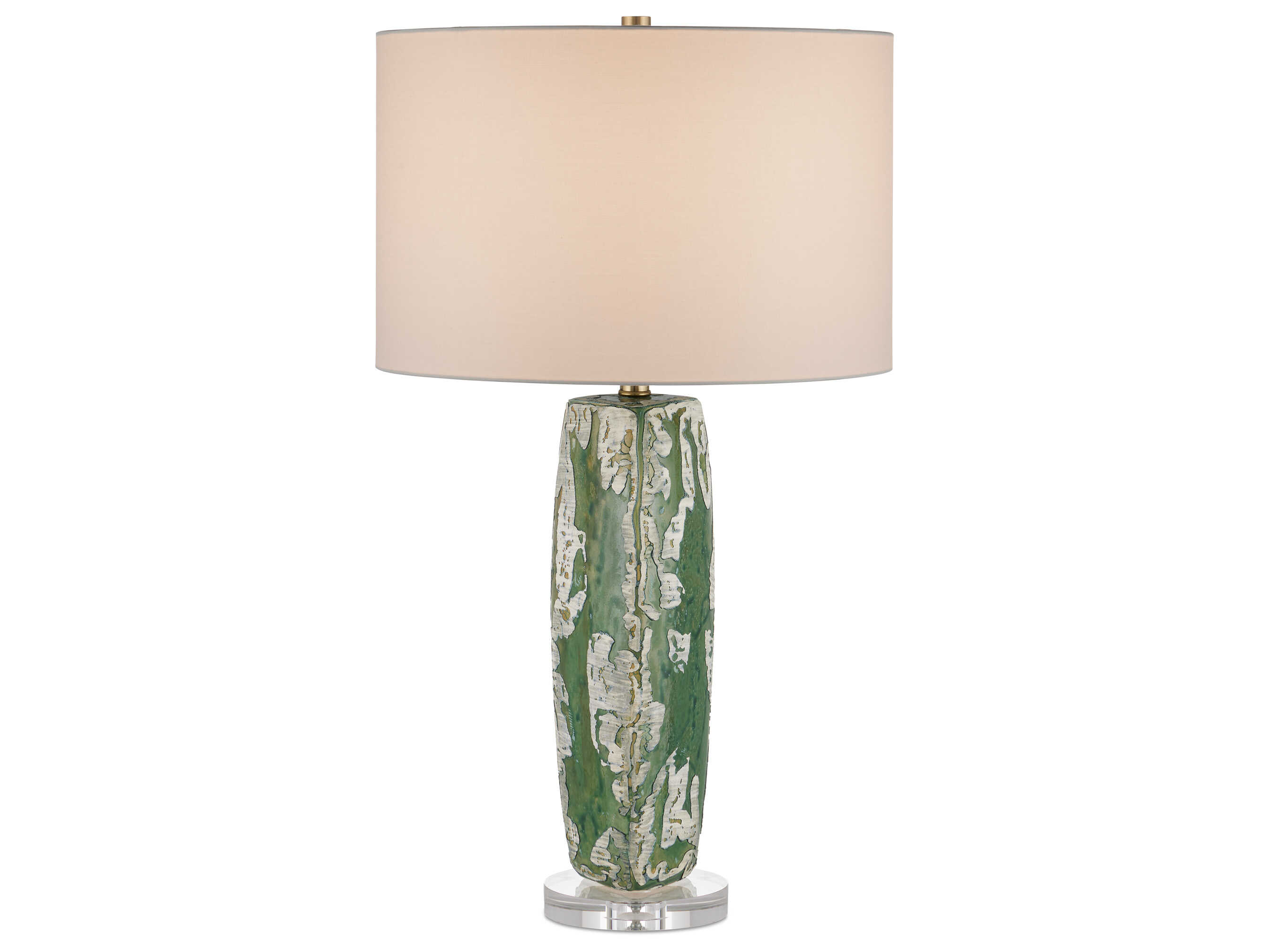 Currey & Company Zowan Matte Green Smoke Egg Shell Cotton Linen Buffet Lamp