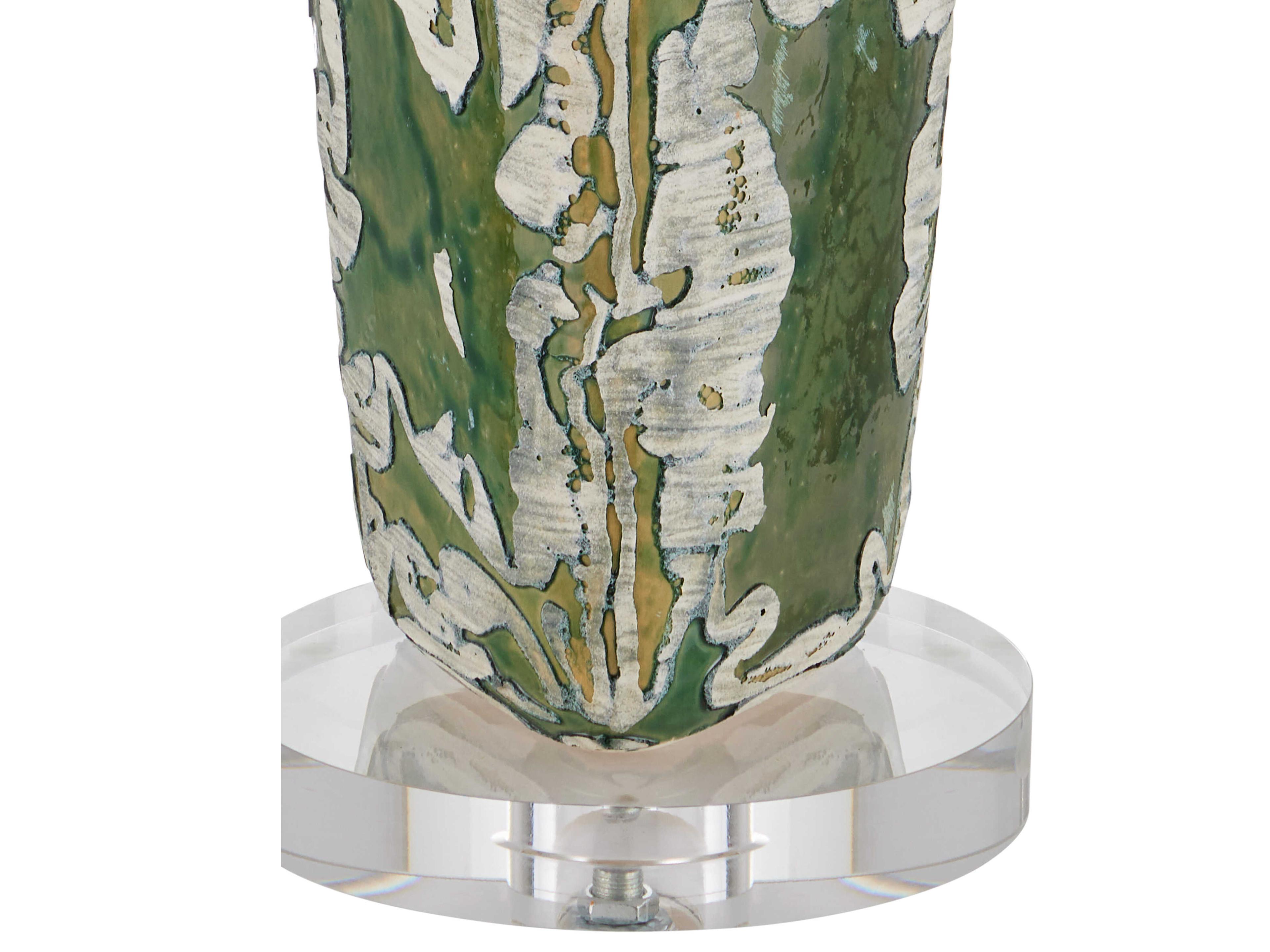 Currey & Company Zowan Matte Green Smoke Egg Shell Cotton Linen Buffet Lamp