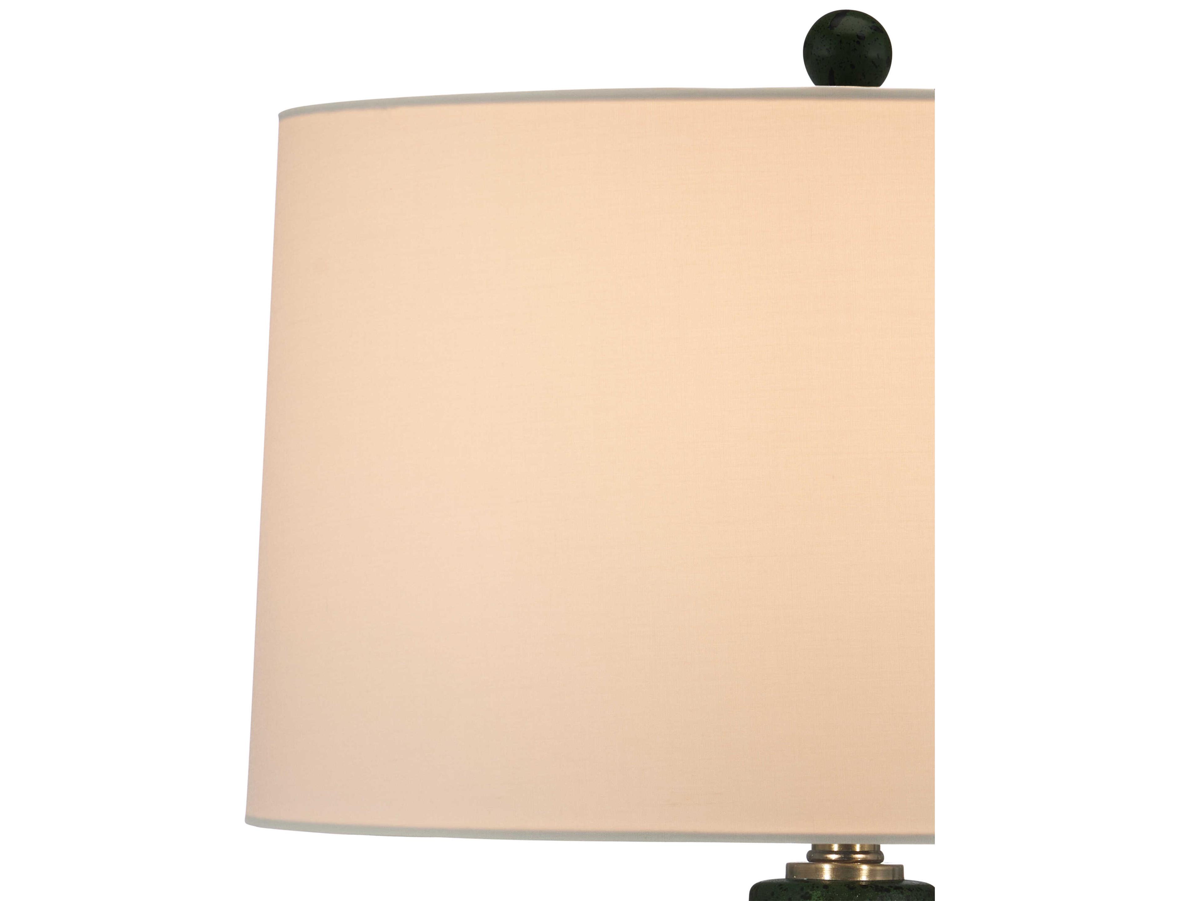 Currey & Company Kinnaird Moss Green Antique Brass Egg Shell Cotton Linen Buffet Lamp