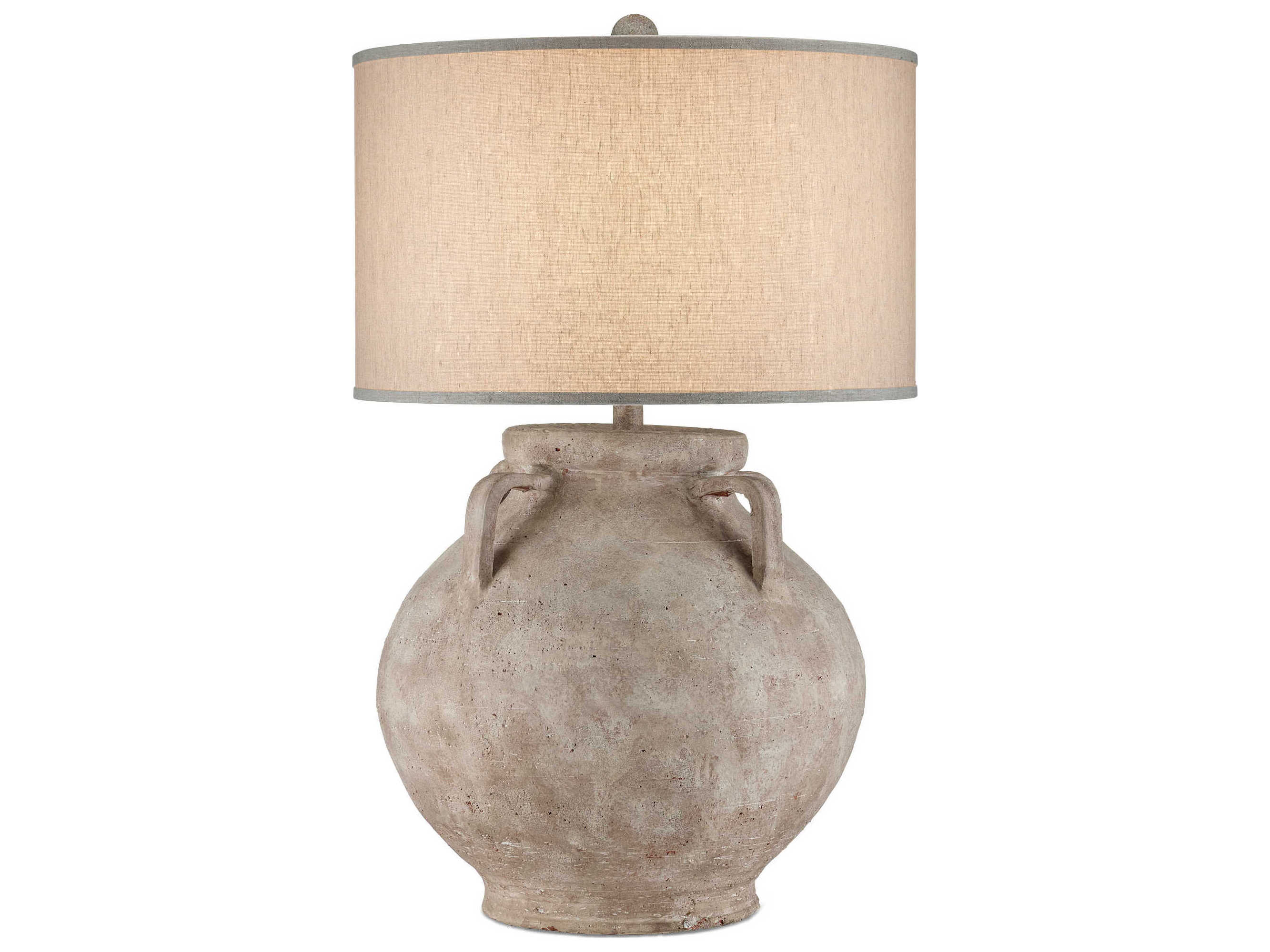 Currey & Company Pompeii Brownish Gray Tan Linen Buffet Lamp