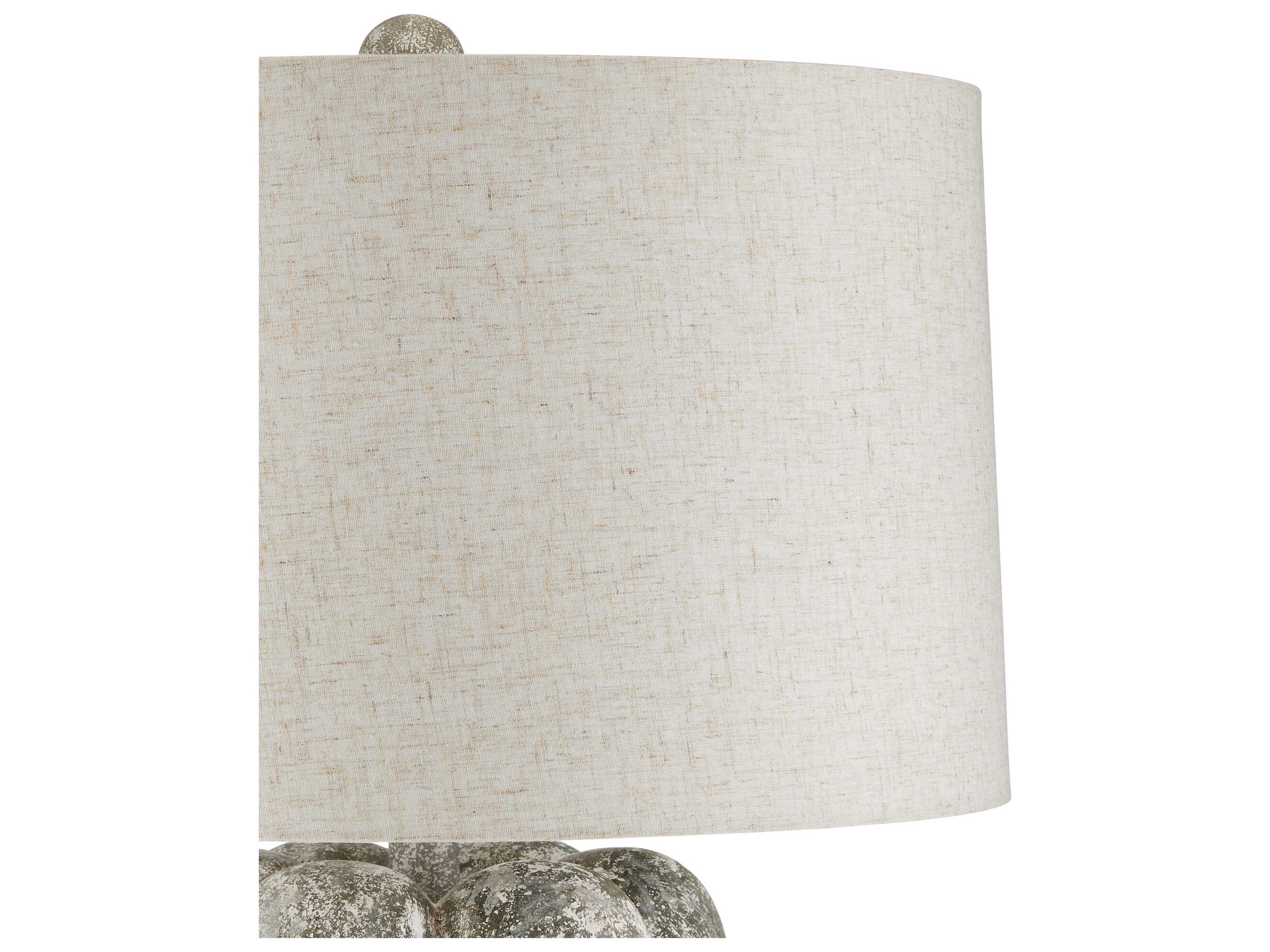 Currey & Company Buttress Dark Gray White Texture Light Natural Linen Buffet Lamp