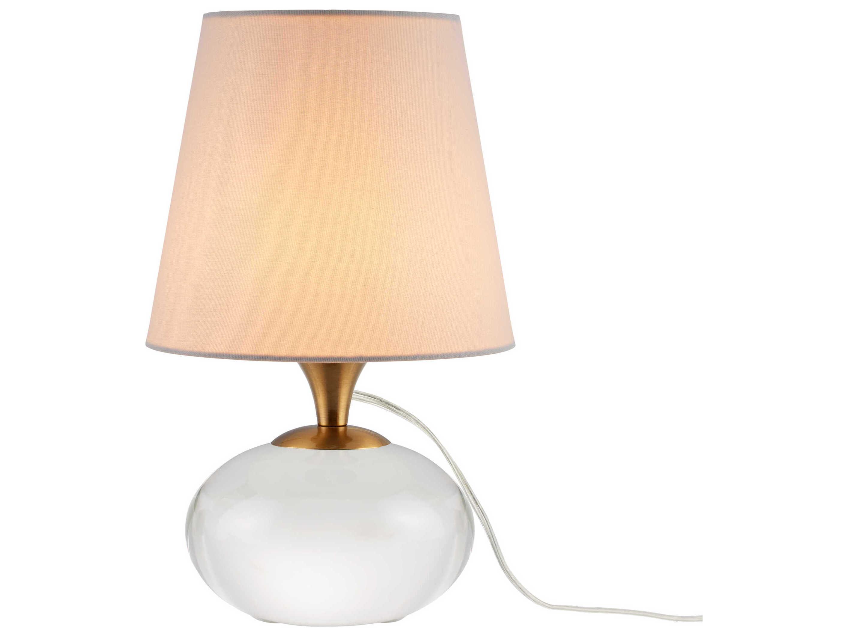 Currey & Company Diantha Clear Antique Brass White Linen Cotton Table Lamp