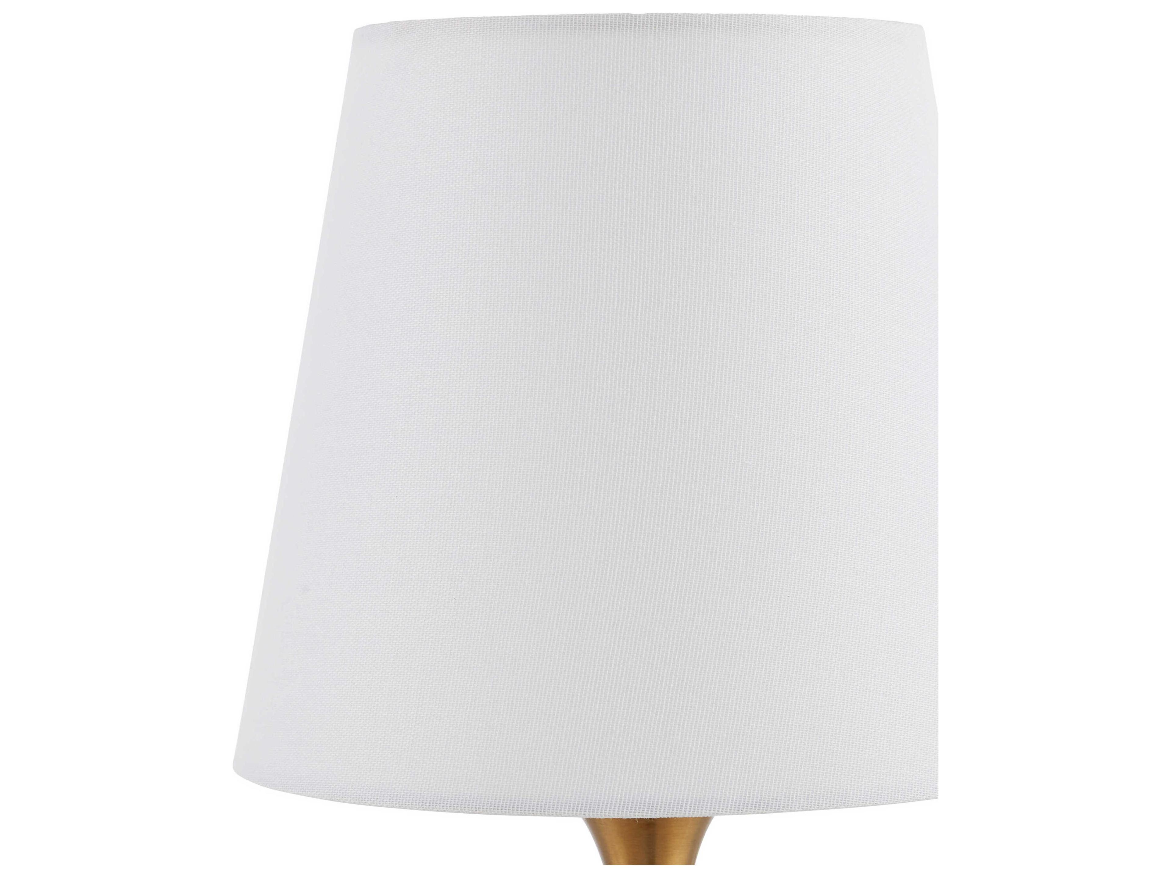 Currey & Company Diantha Clear Antique Brass White Linen Cotton Table Lamp