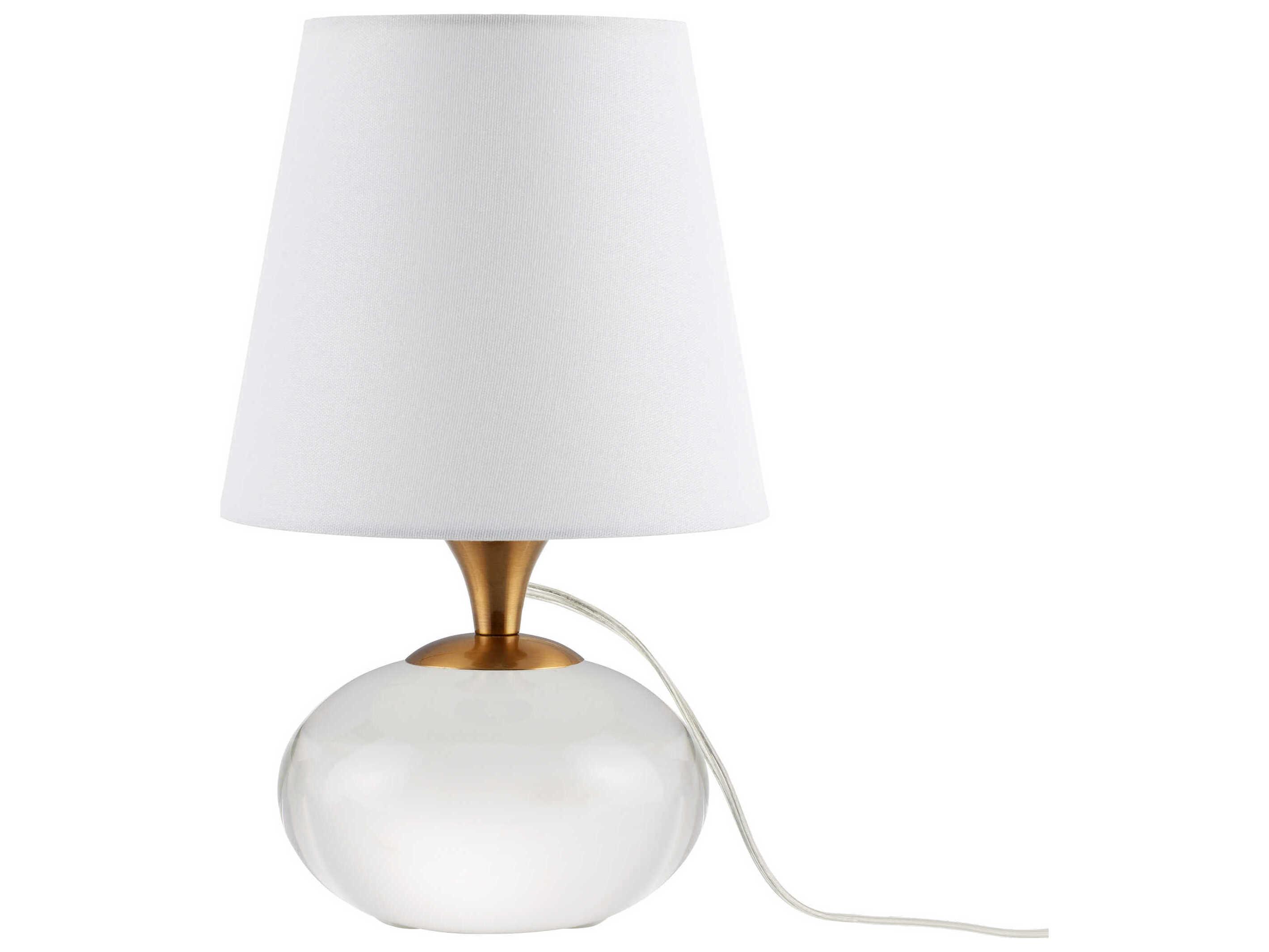 Currey & Company Diantha Clear Antique Brass White Linen Cotton Table Lamp
