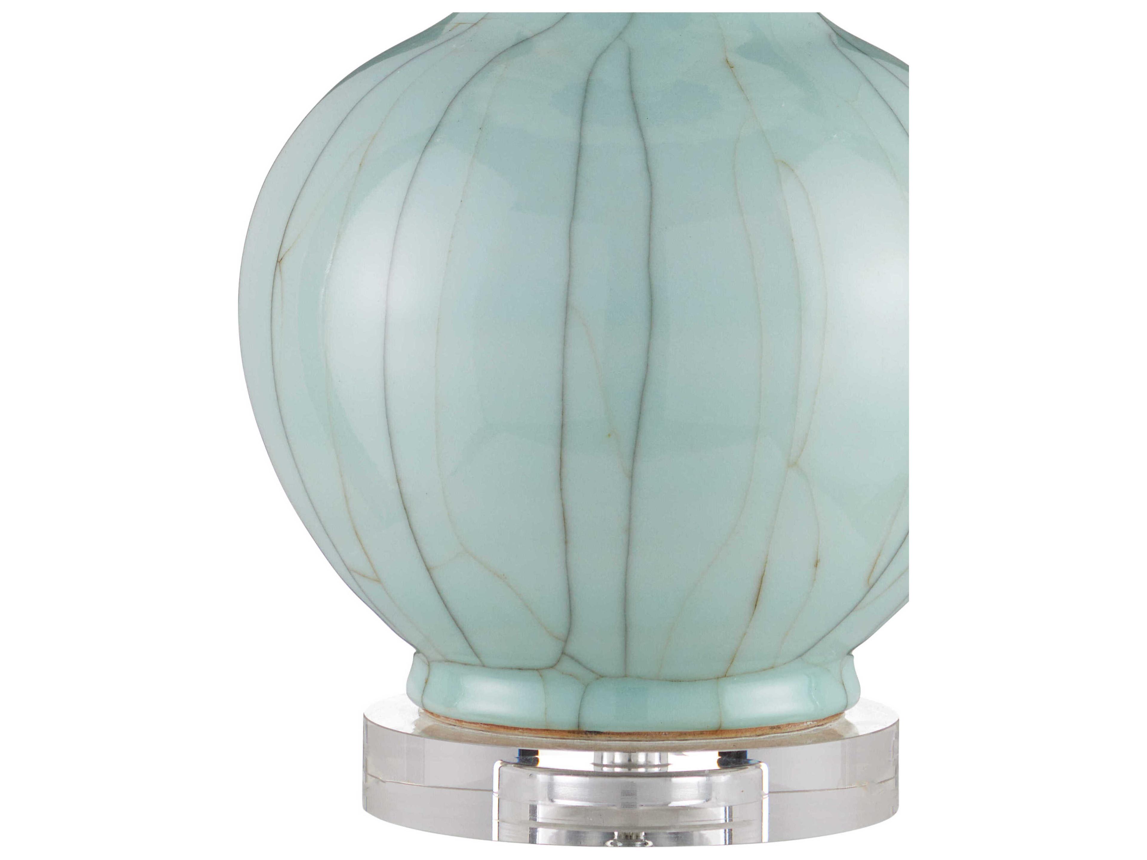 Currey & Company Celadon Crackle Clear Antique Brass Blue Buffet Lamp