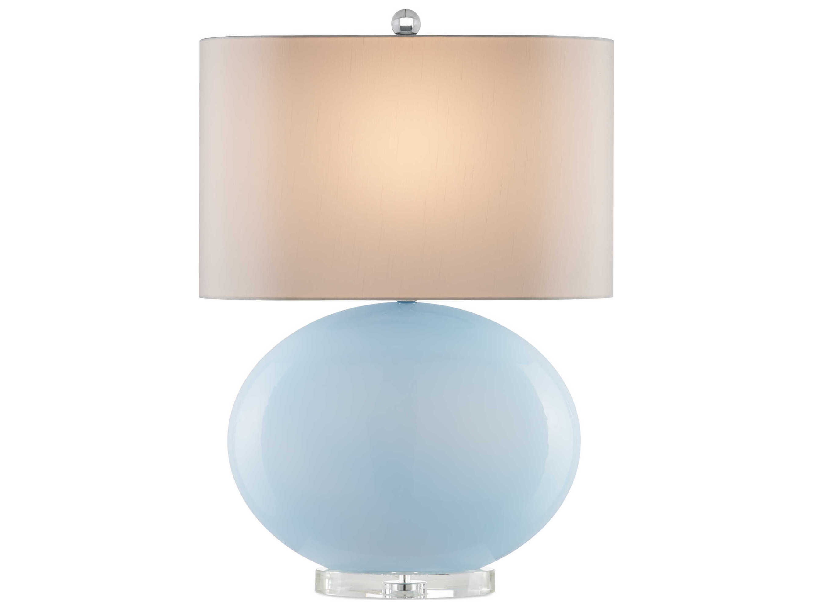 Currey & Company Laconia Light Blue Clear Polished Nickel Buffet Lamp