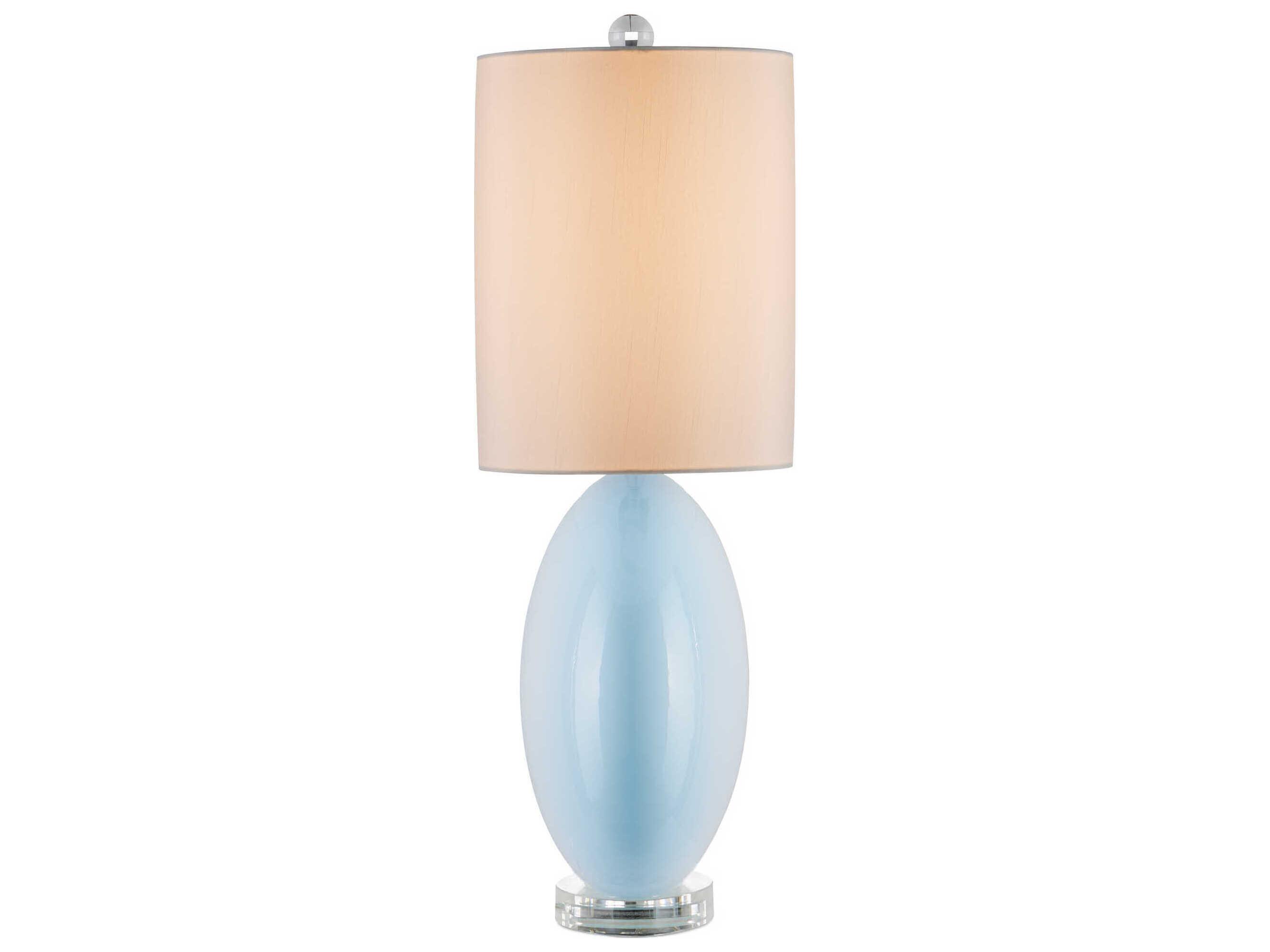 Currey & Company Laconia Light Blue Clear Polished Nickel Buffet Lamp
