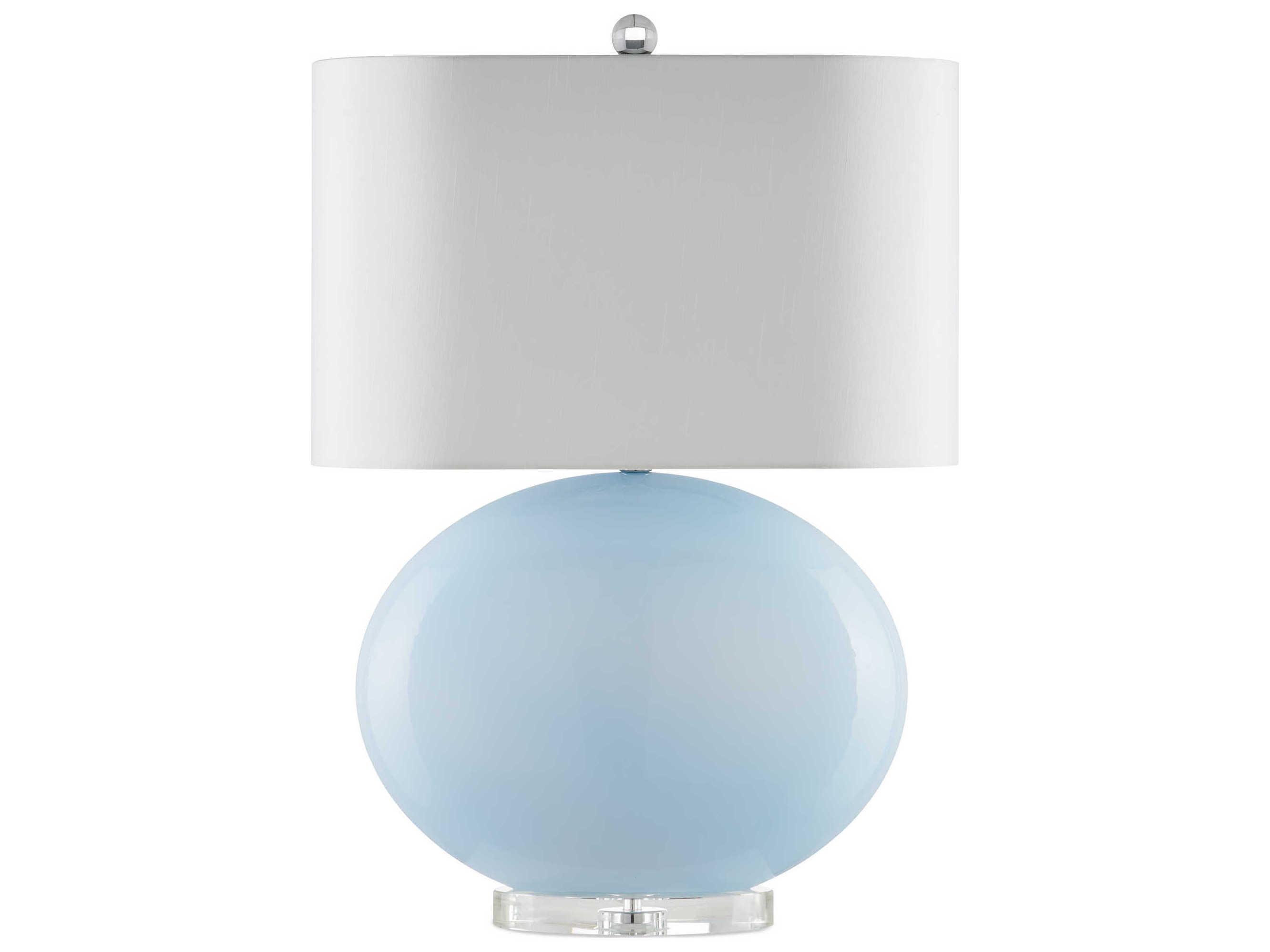 Currey & Company Laconia Light Blue Clear Polished Nickel Buffet Lamp
