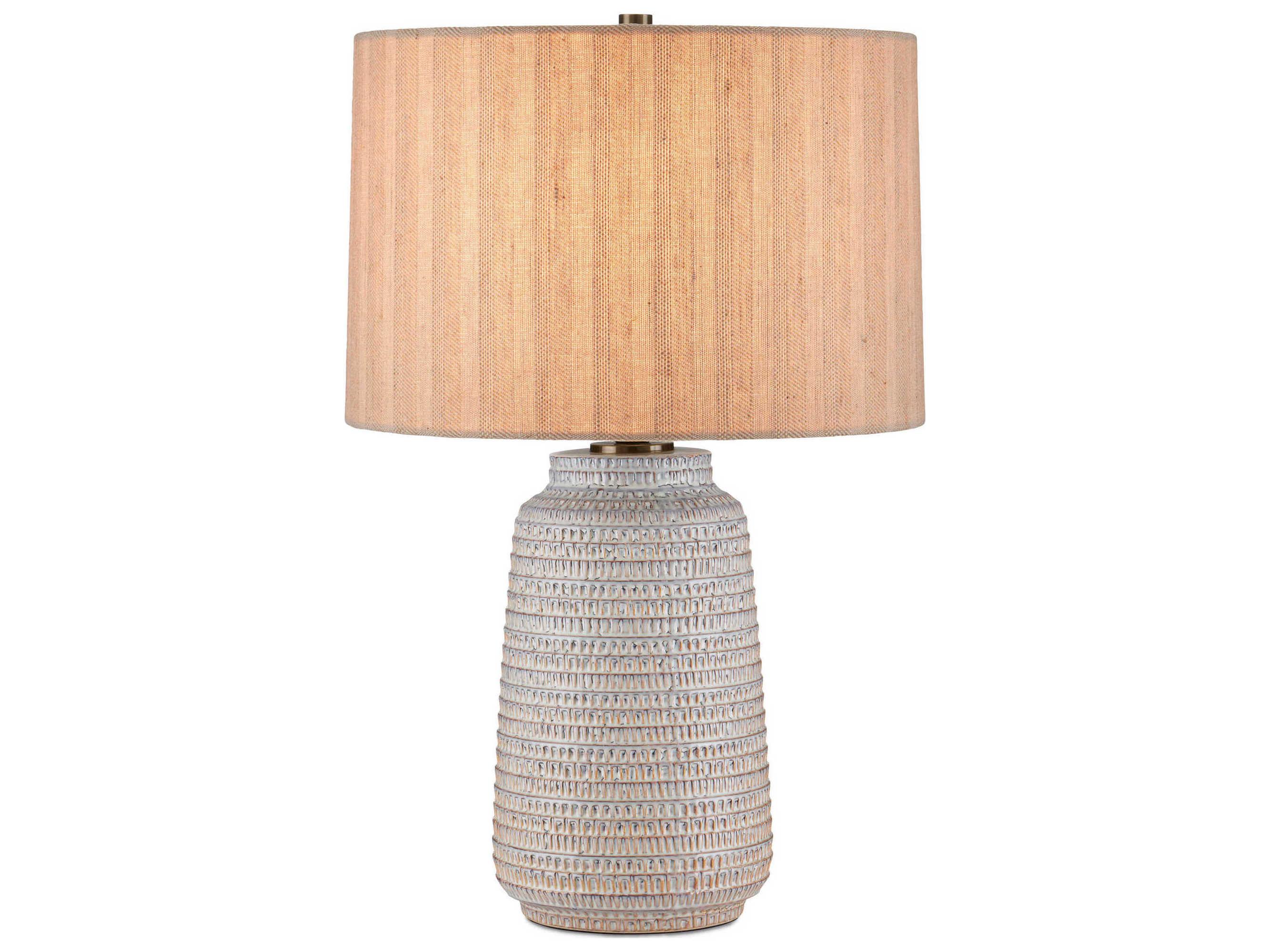 Currey & Company Owen Natural Textured Linen Brown Buffet Lamp
