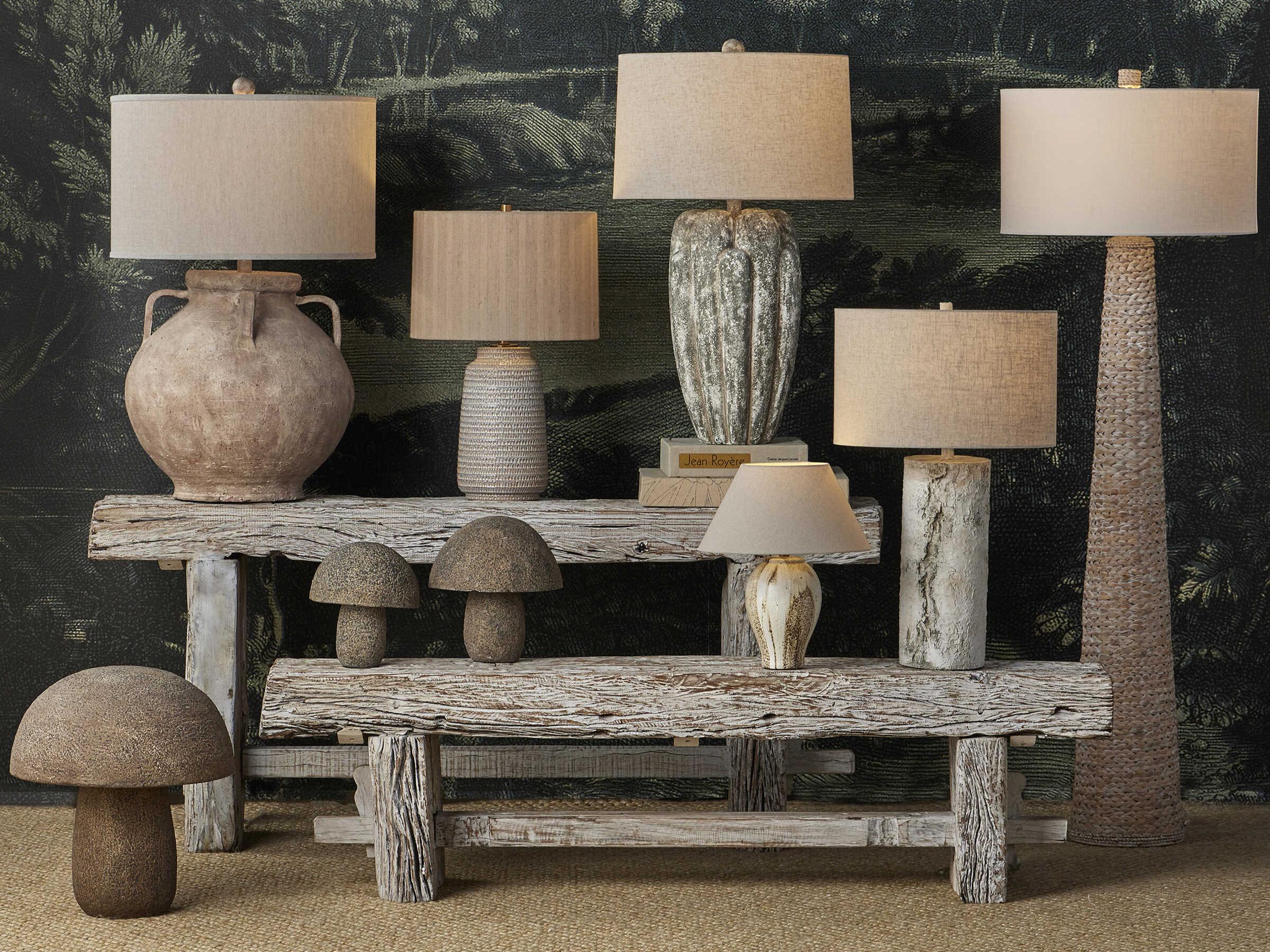 Currey & Company Owen Natural Textured Linen Brown Buffet Lamp