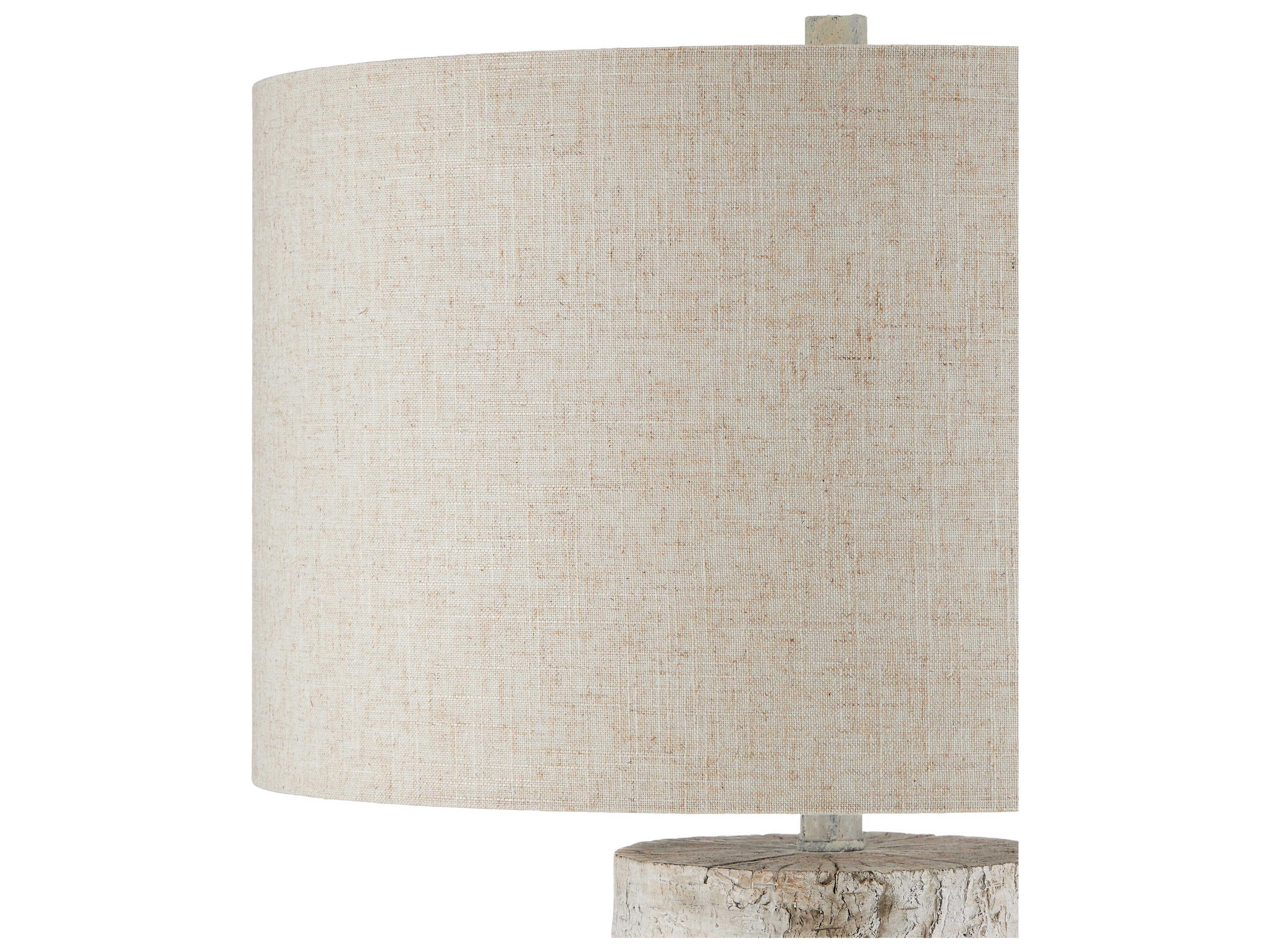Currey & Company Faux Birch White Gray Beige Natural Linen Buffet Lamp