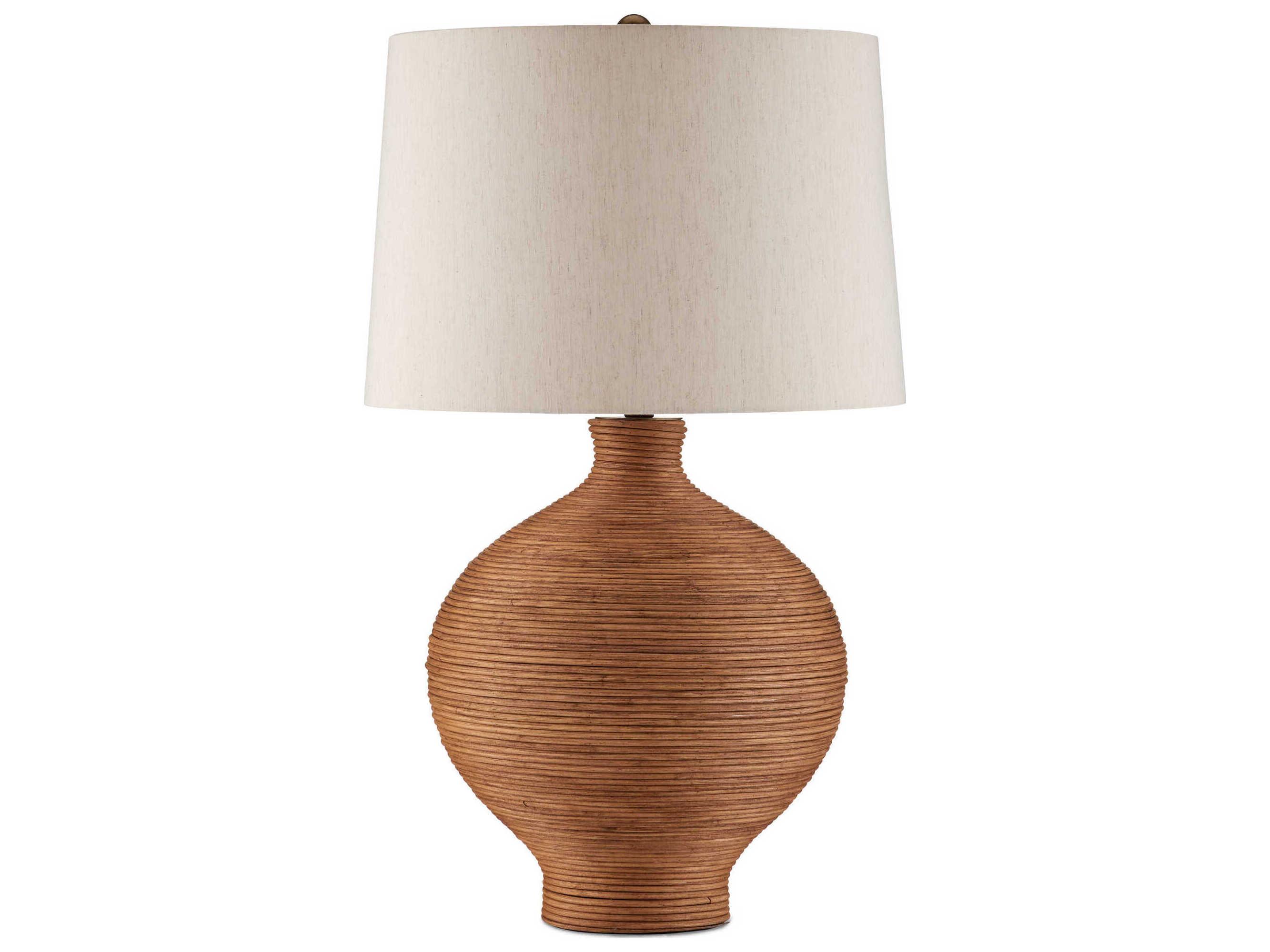 Currey & Company Susel Natural Antique Brass Linen Brown Buffet Lamp