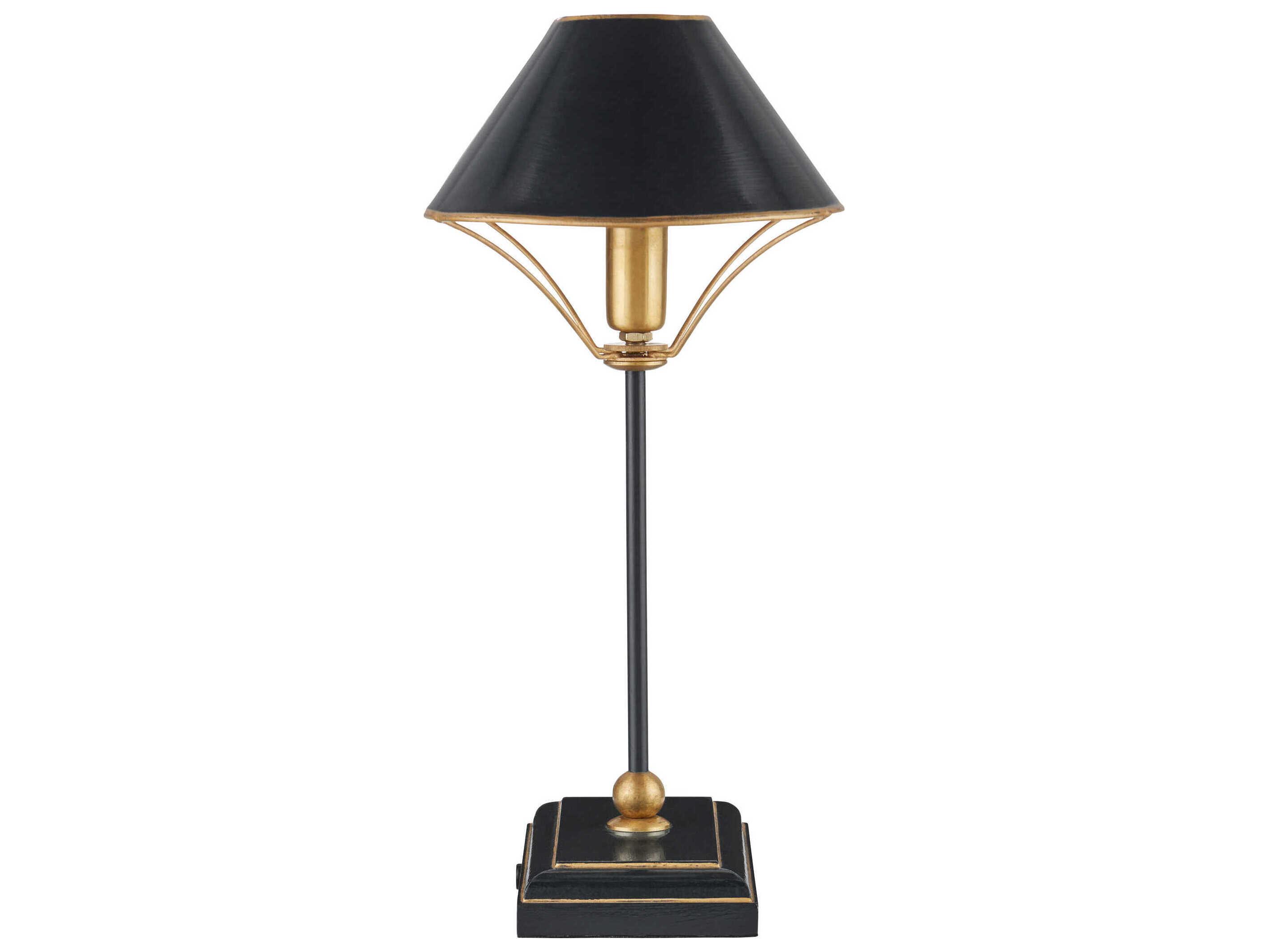 Currey & Company Daphne Black Antique Gold Metal Traditional Table Lamp