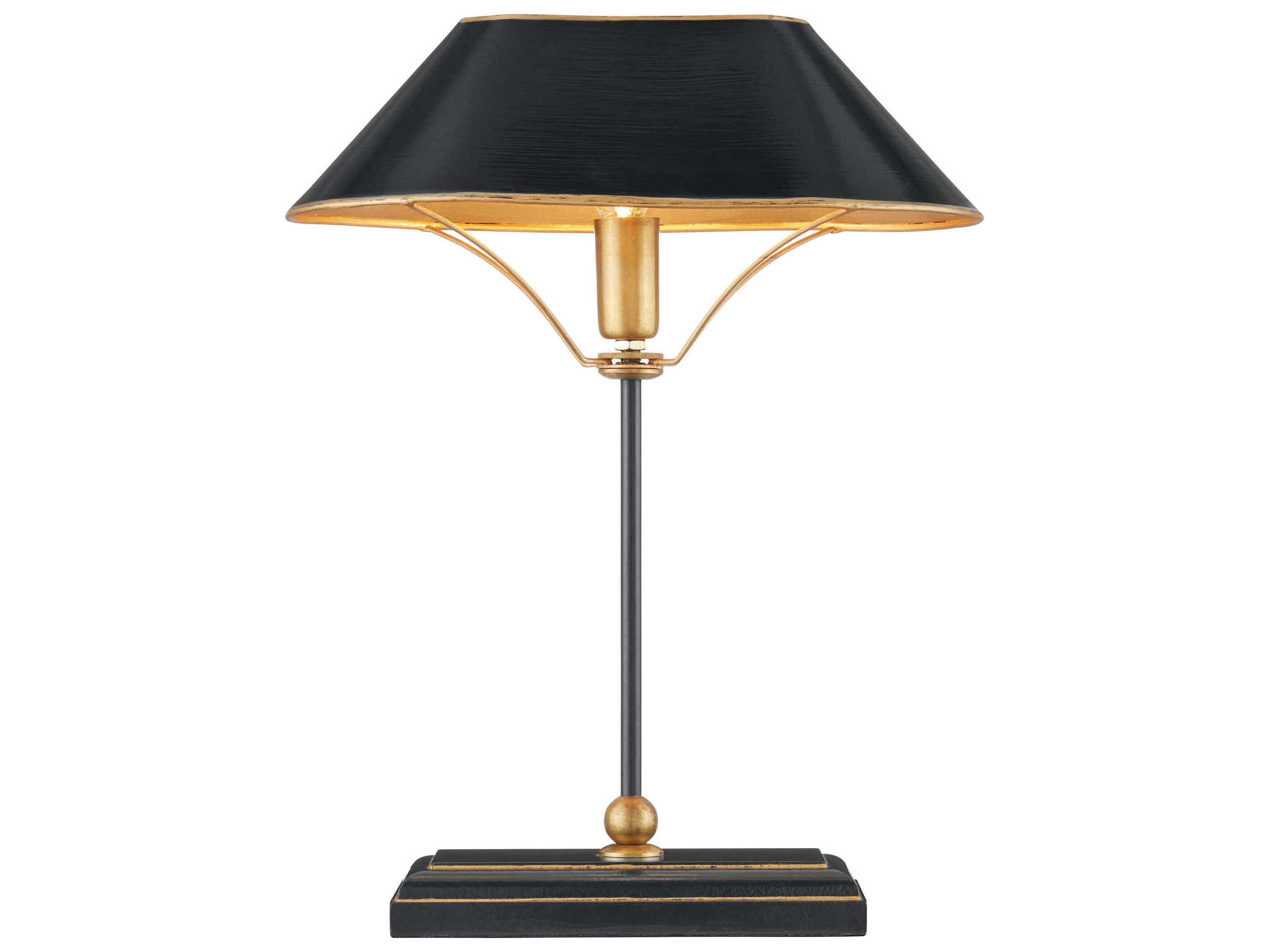 Currey & Company Daphne Black Antique Gold Metal Traditional Table Lamp