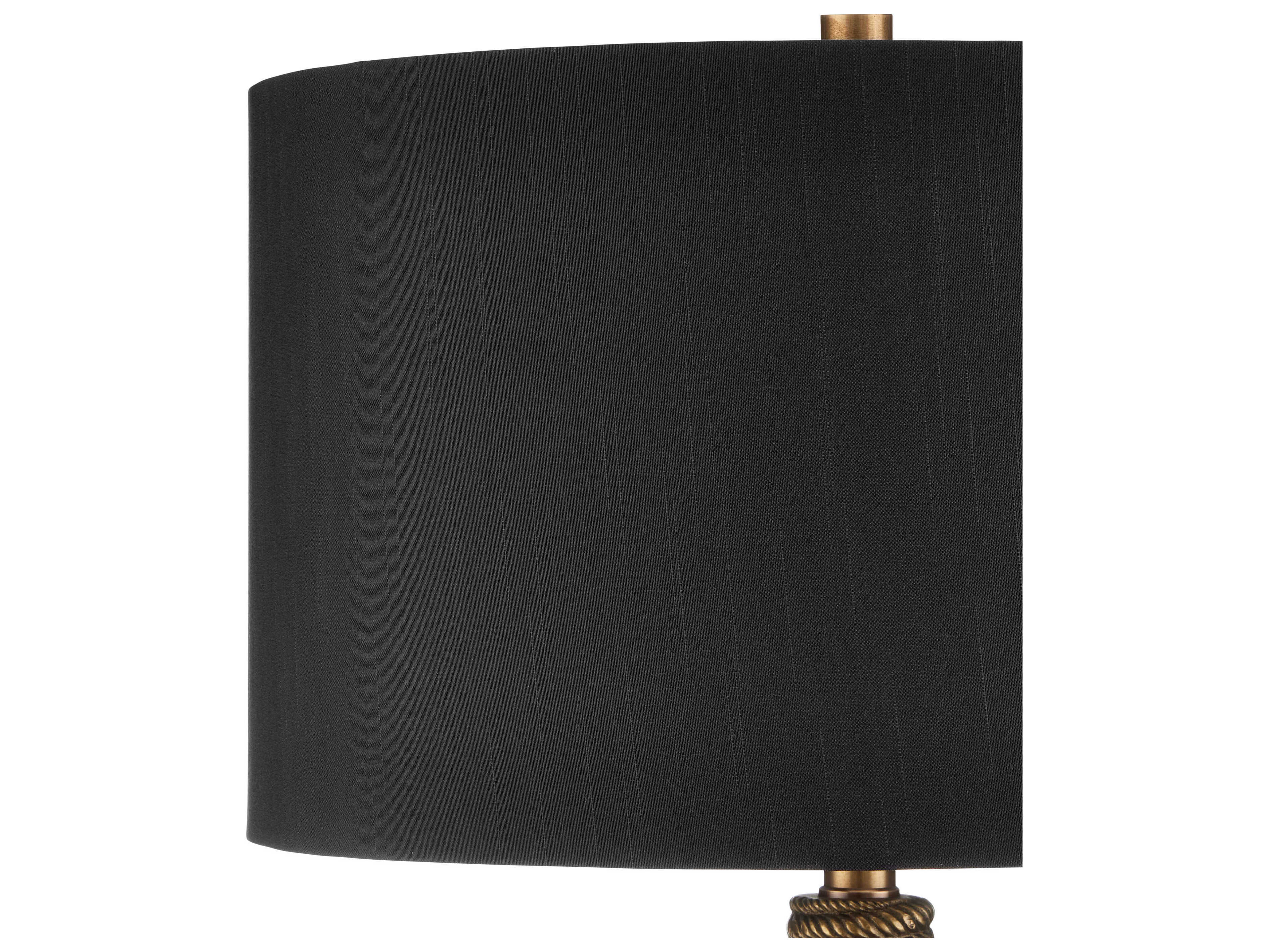 Currey & Company Baroque Antique Brass Black Linen Buffet Lamp