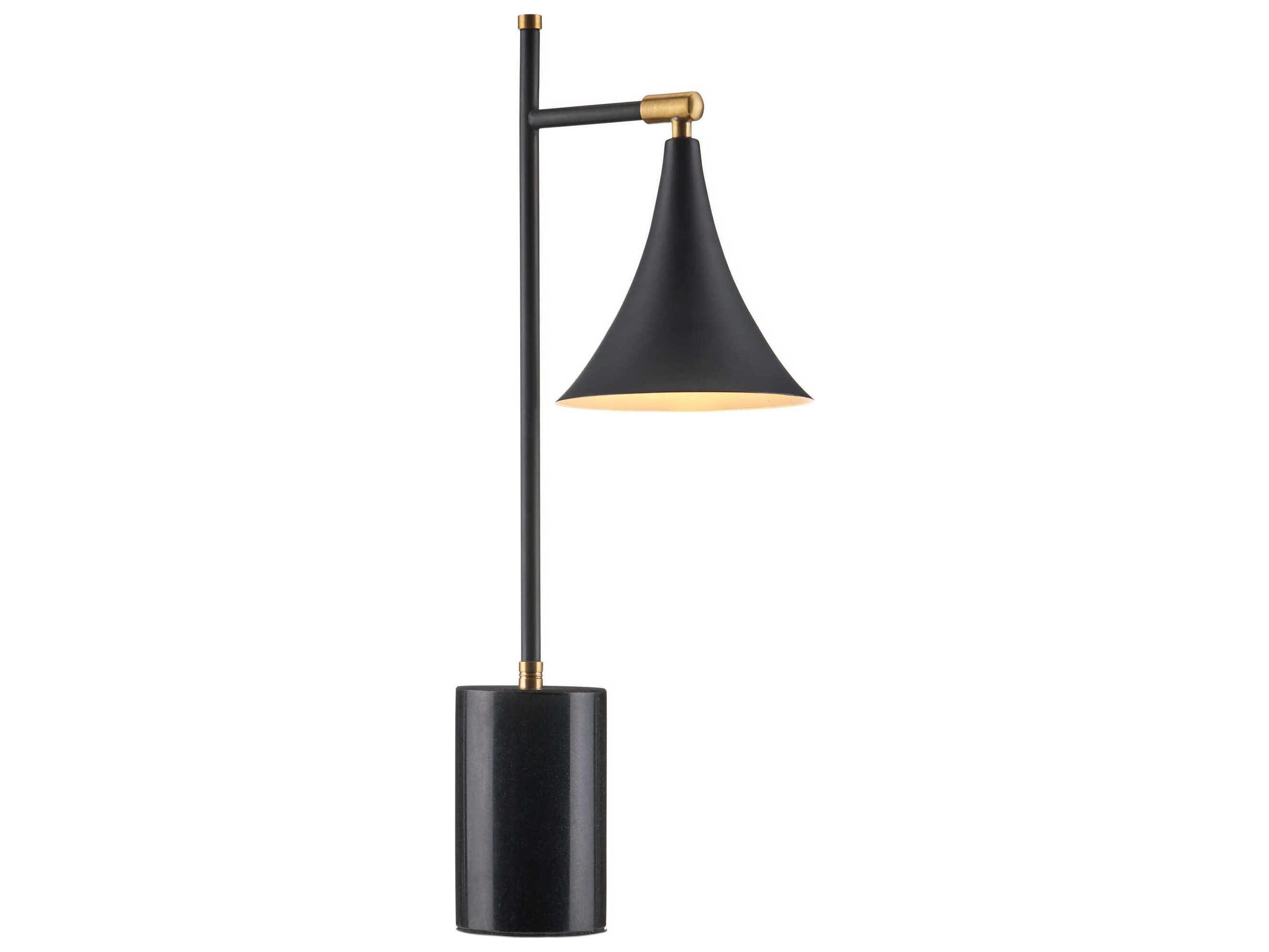 Currey & Company Bibliophile Matte Black Brass Metal Table Lamp
