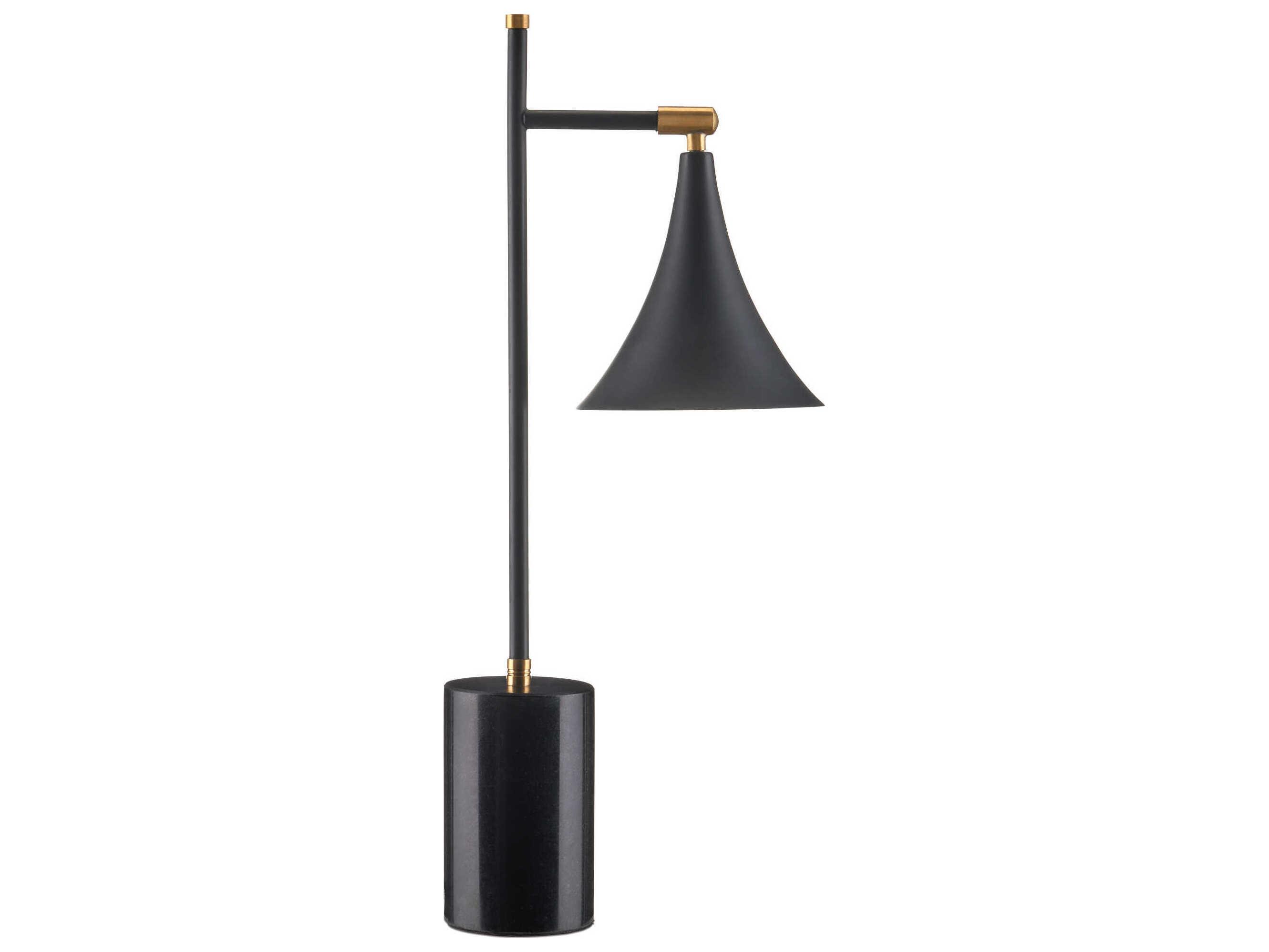 Currey & Company Bibliophile Matte Black Brass Metal Table Lamp