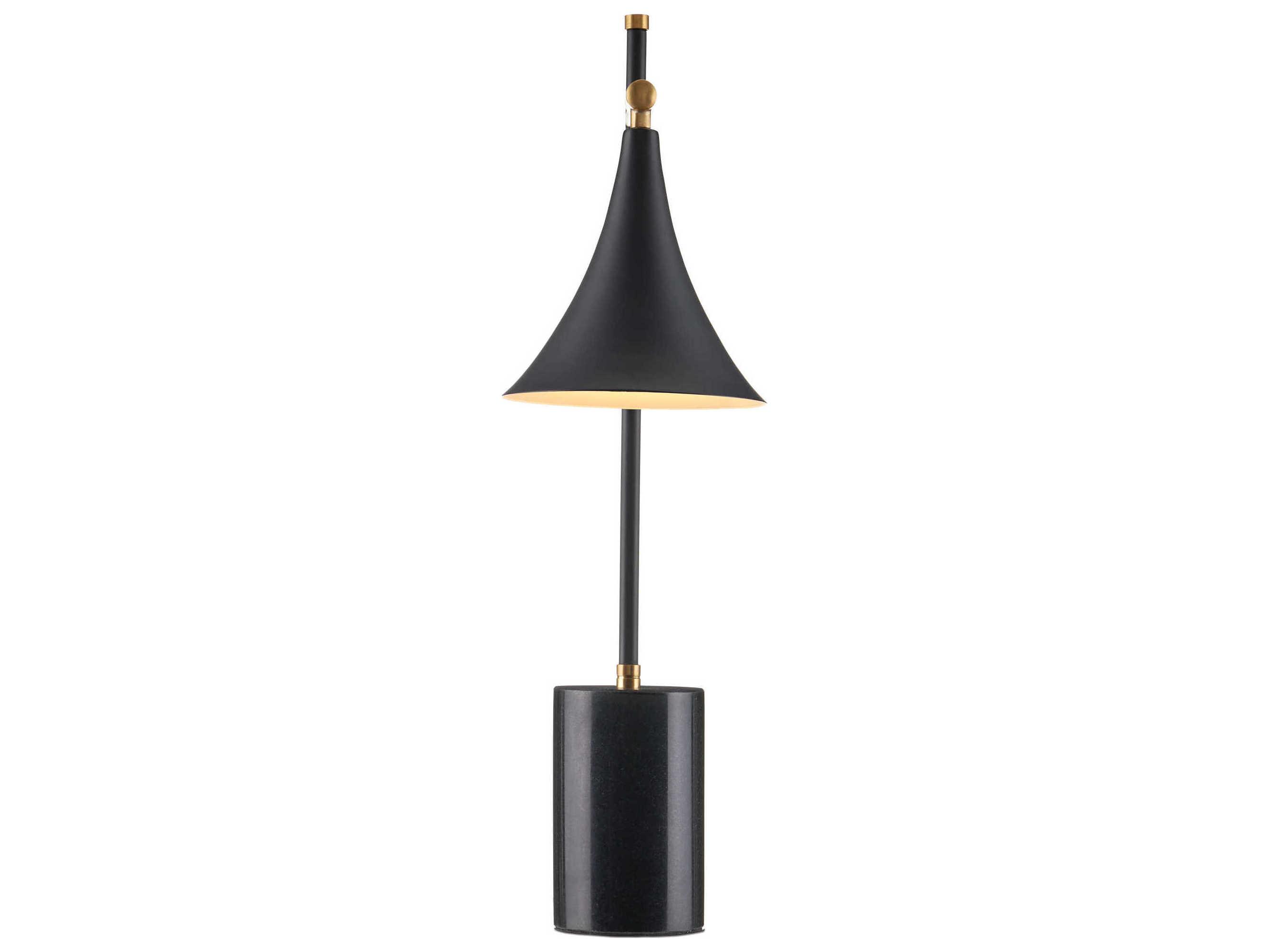 Currey & Company Bibliophile Matte Black Brass Metal Table Lamp