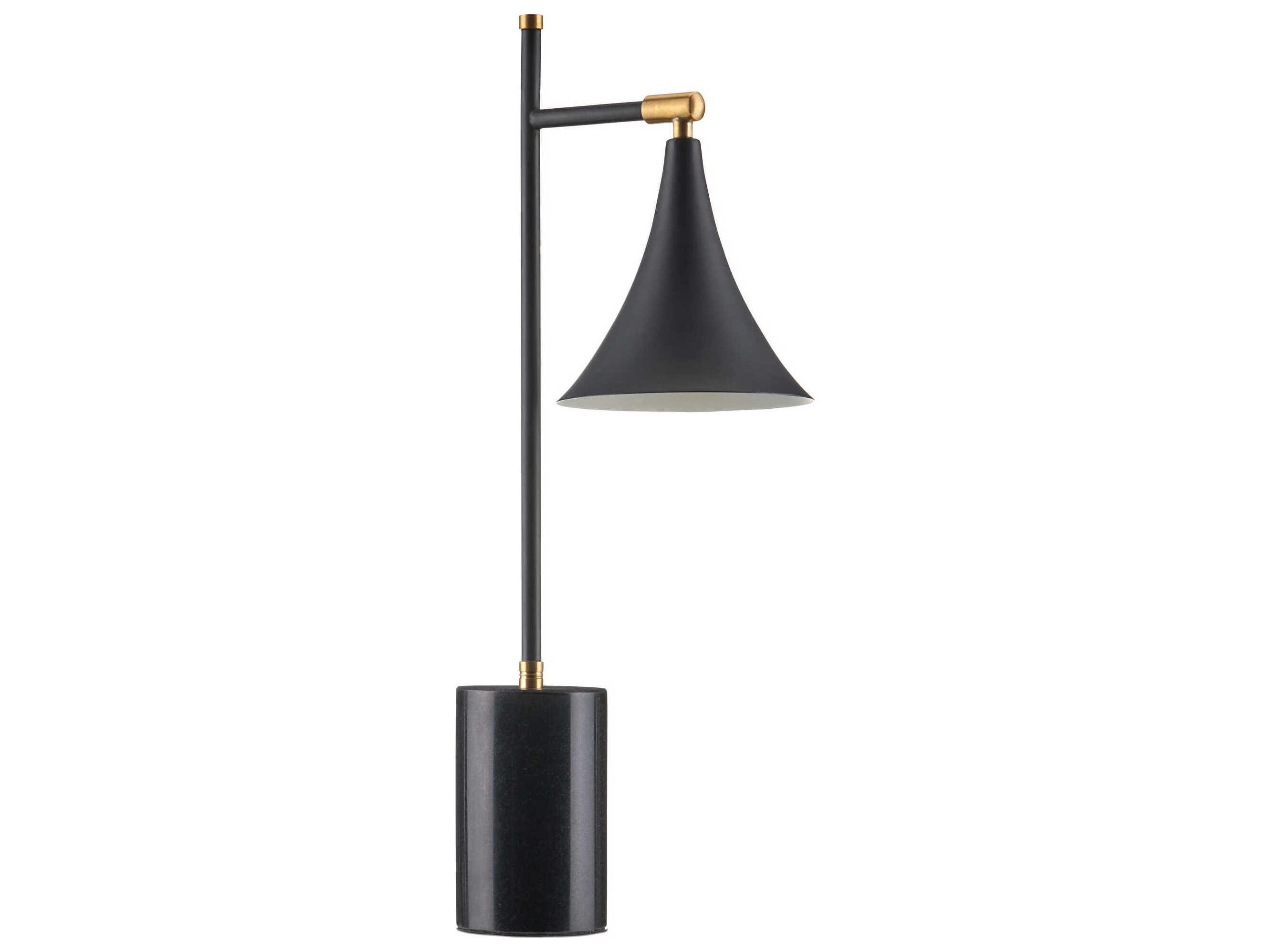 Currey & Company Bibliophile Matte Black Brass Metal Table Lamp
