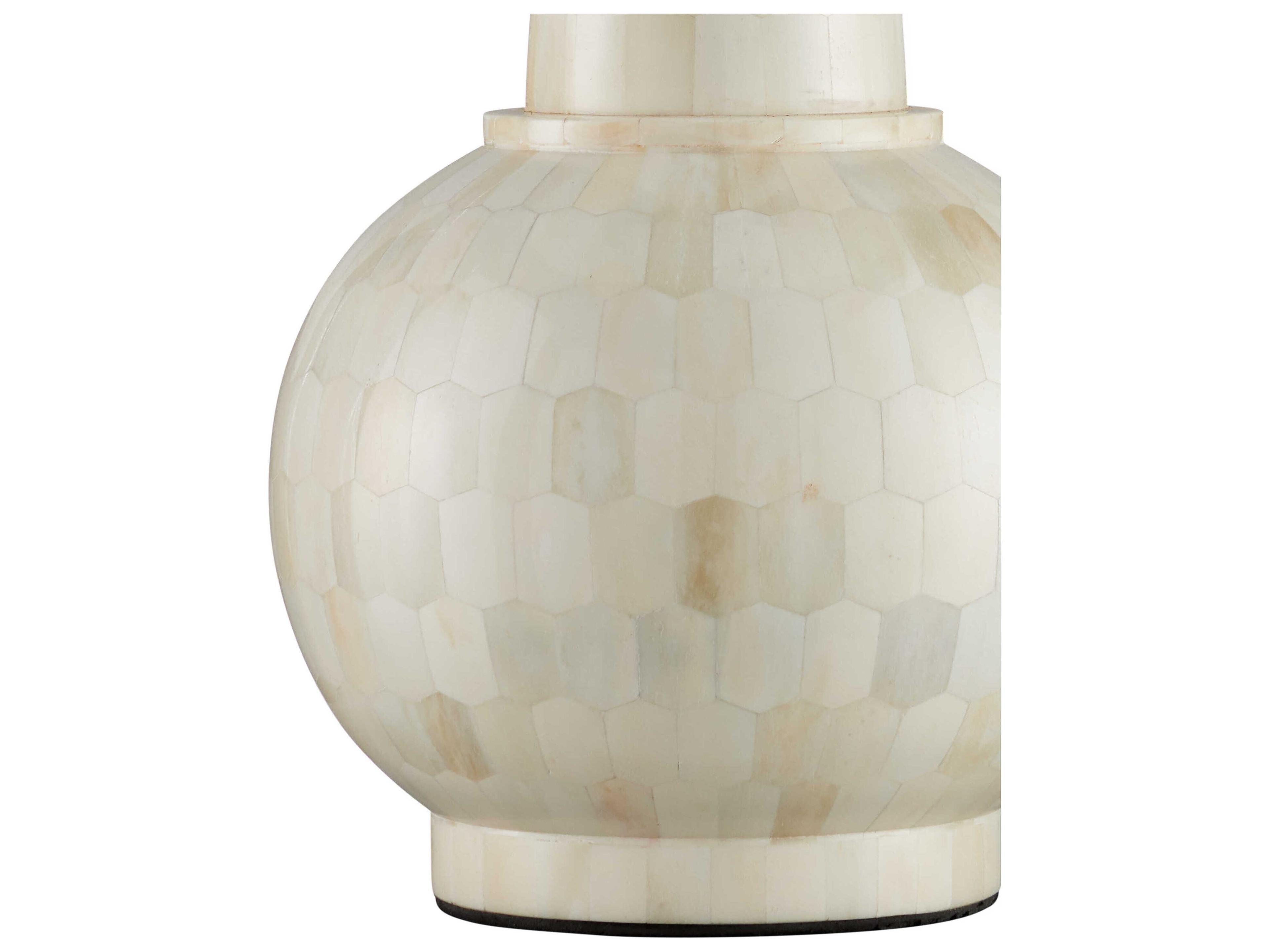 Currey & Company Osa Natural Bone Light Beige Linen White Buffet Lamp
