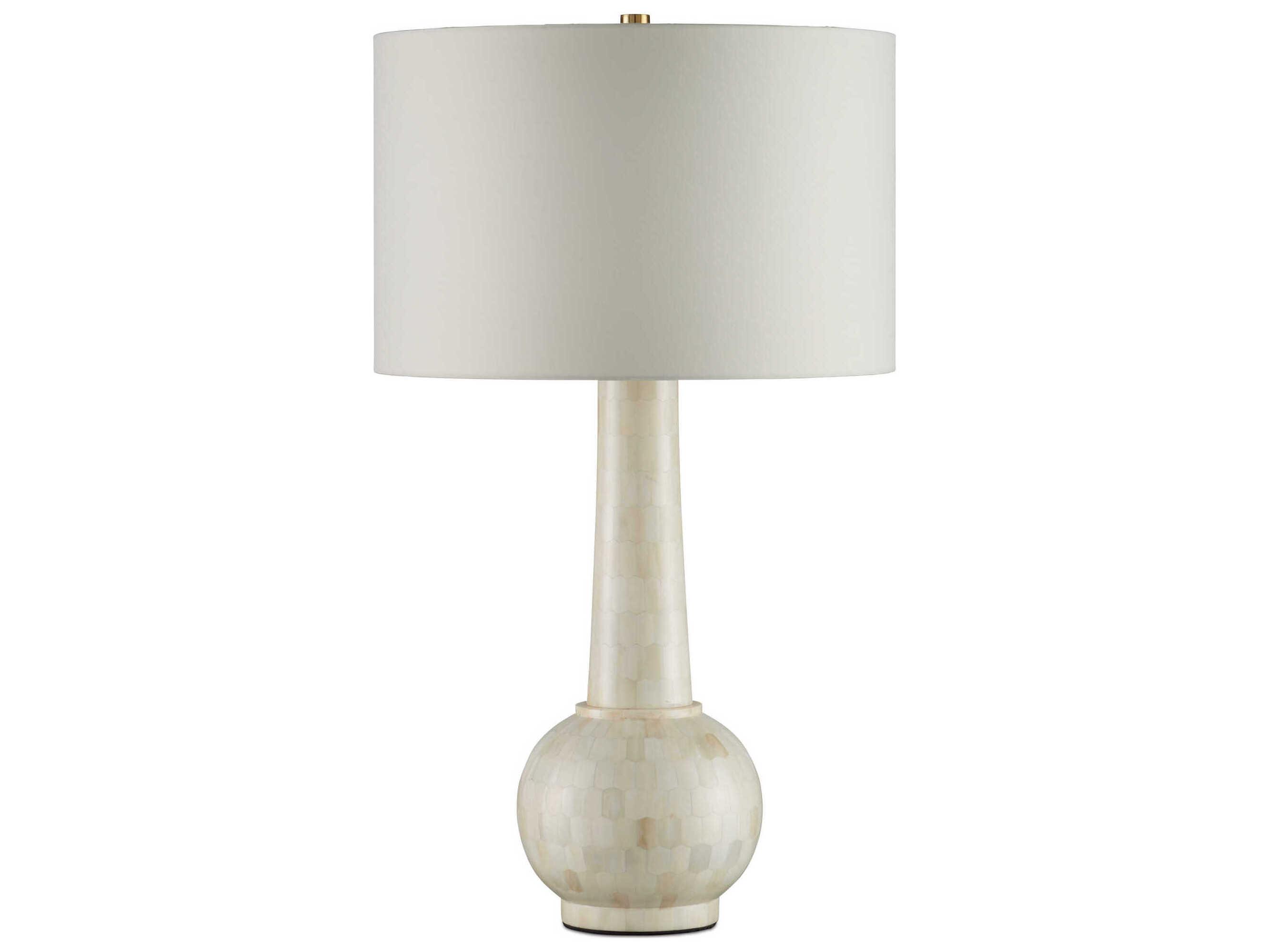 Currey & Company Osa Natural Bone Light Beige Linen White Buffet Lamp