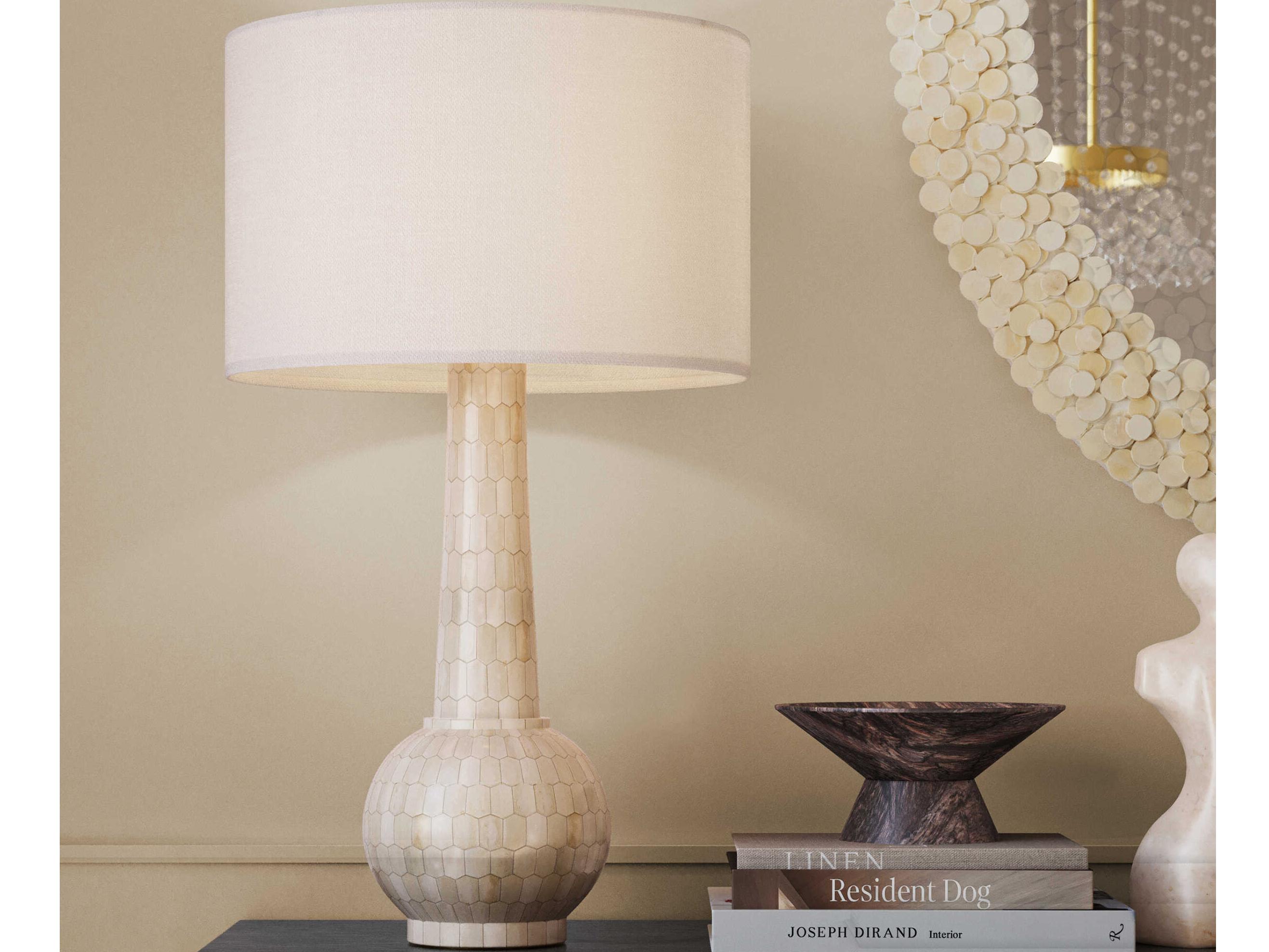 Currey & Company Osa Natural Bone Light Beige Linen White Buffet Lamp