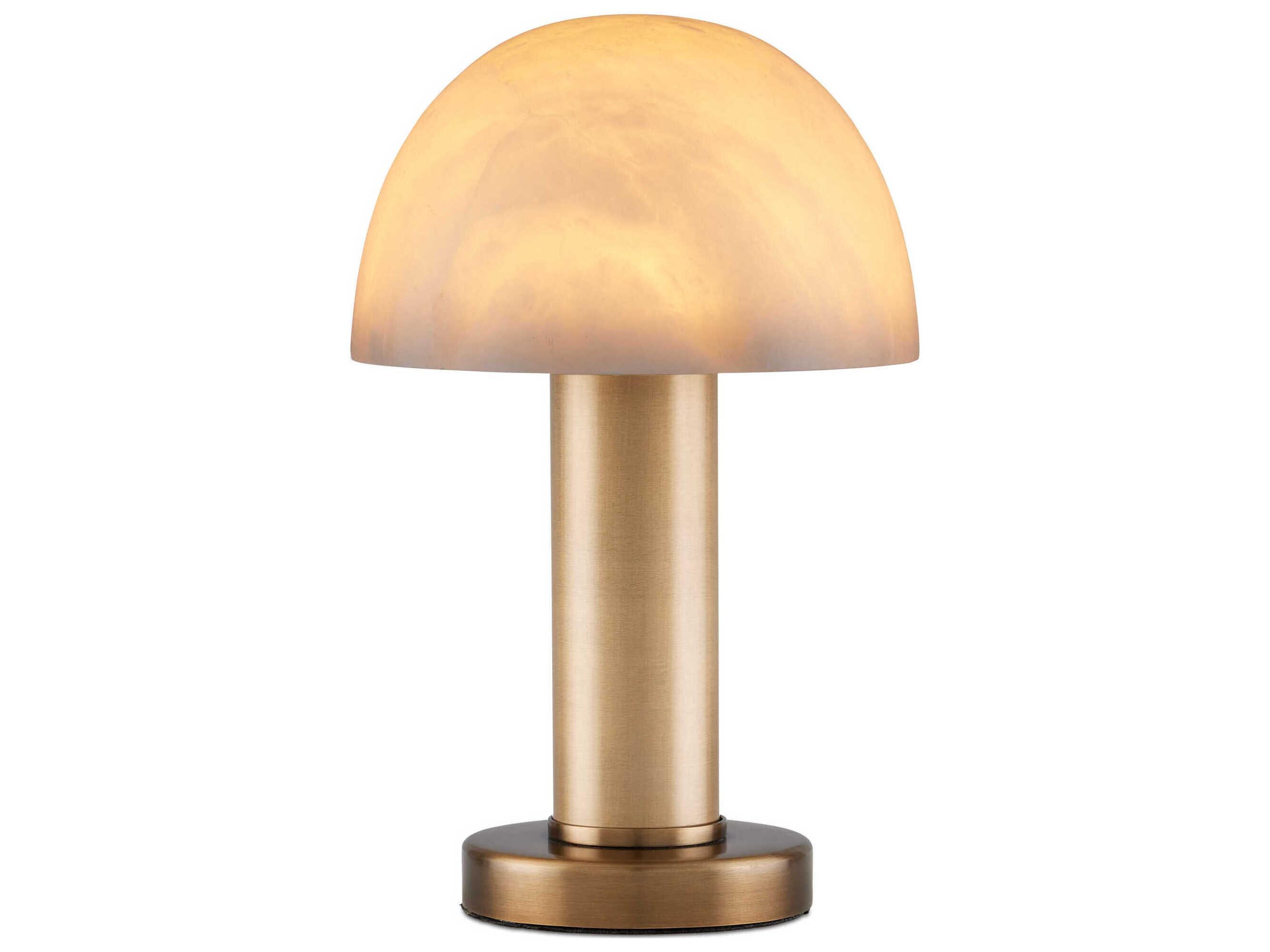 Currey & Company La Gravite Natural Brass White Alabaster Table Lamp