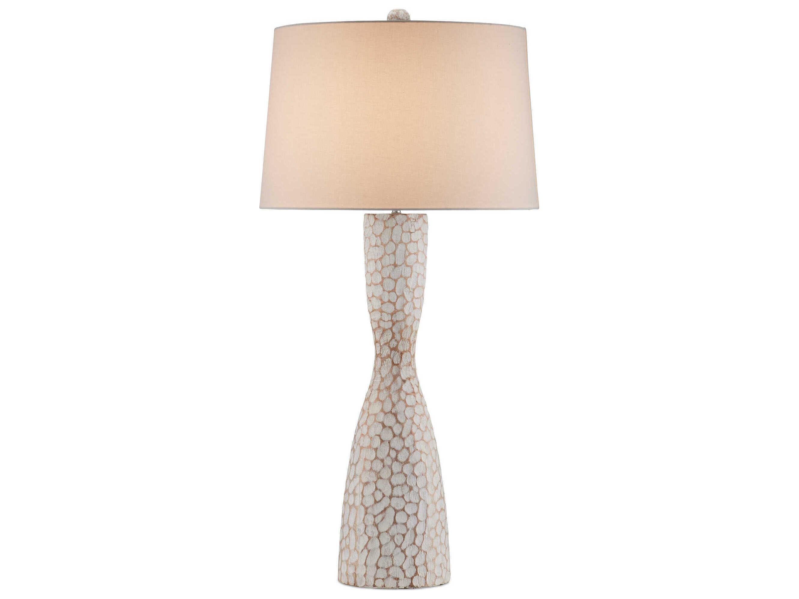 Currey & Company Edwell Whitewash Light Beige Linen Buffet Lamp