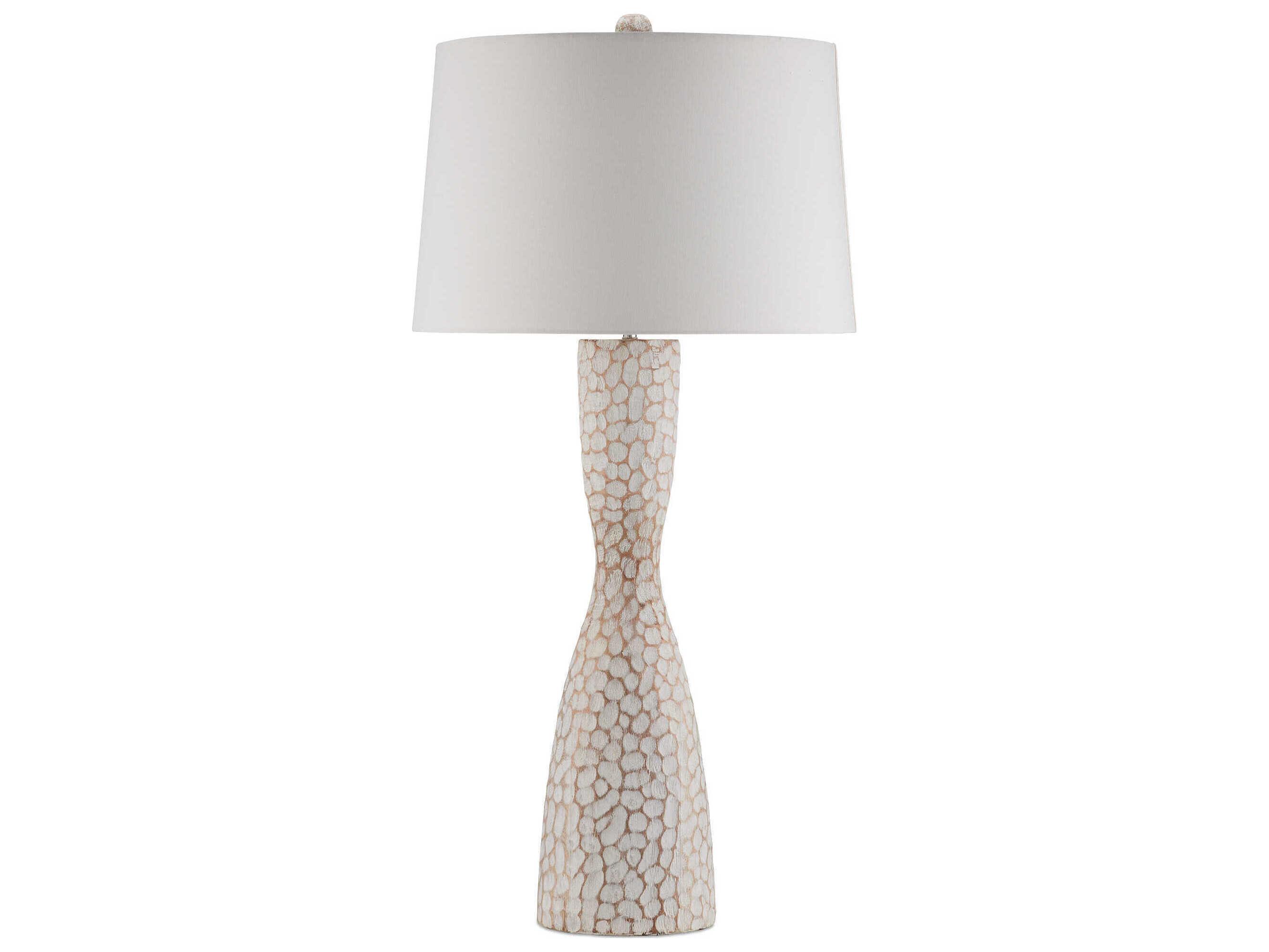 Currey & Company Edwell Whitewash Light Beige Linen Buffet Lamp