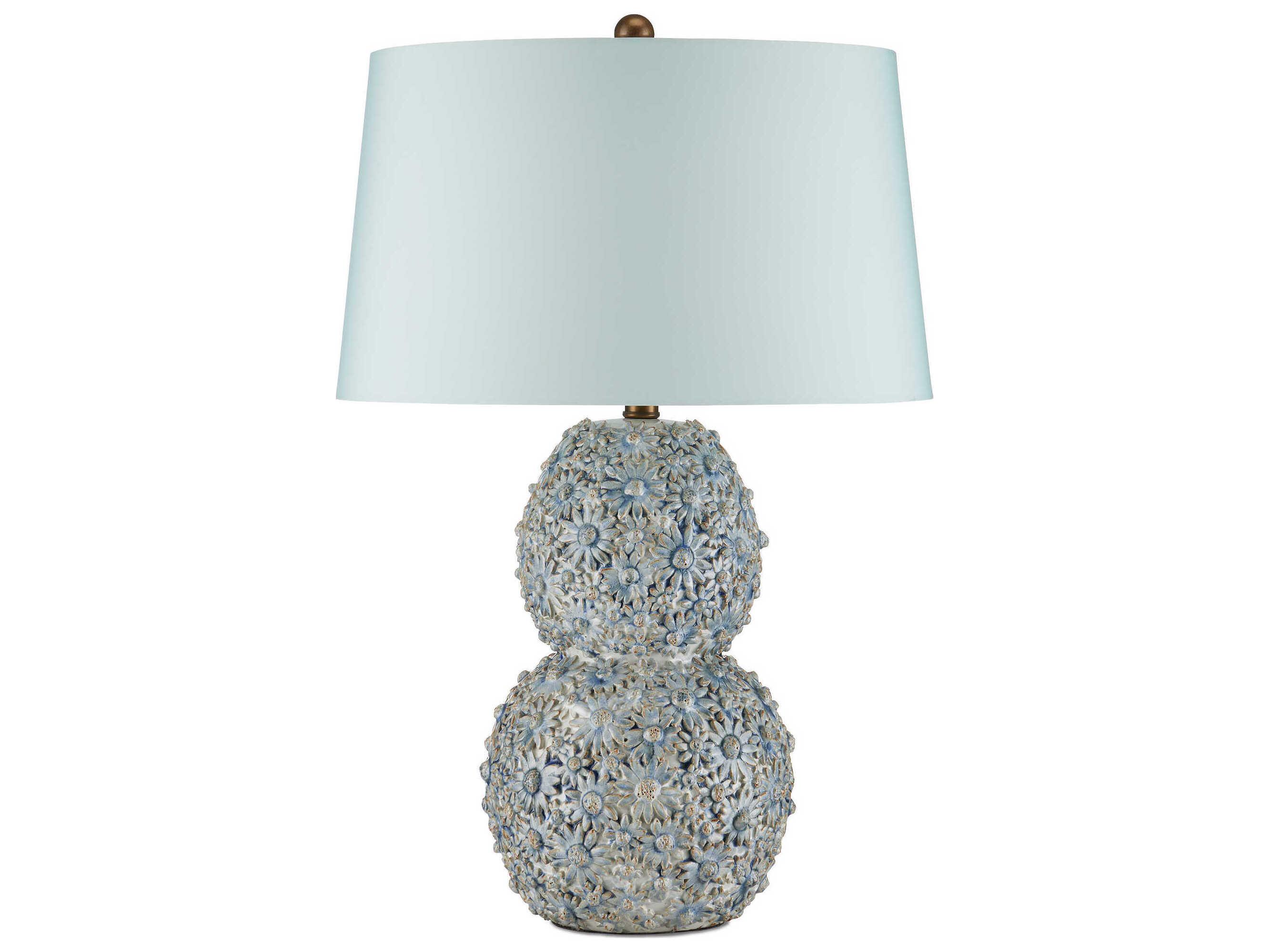 Currey & Company Jessamine Cloud Blue Linen Buffet Lamp
