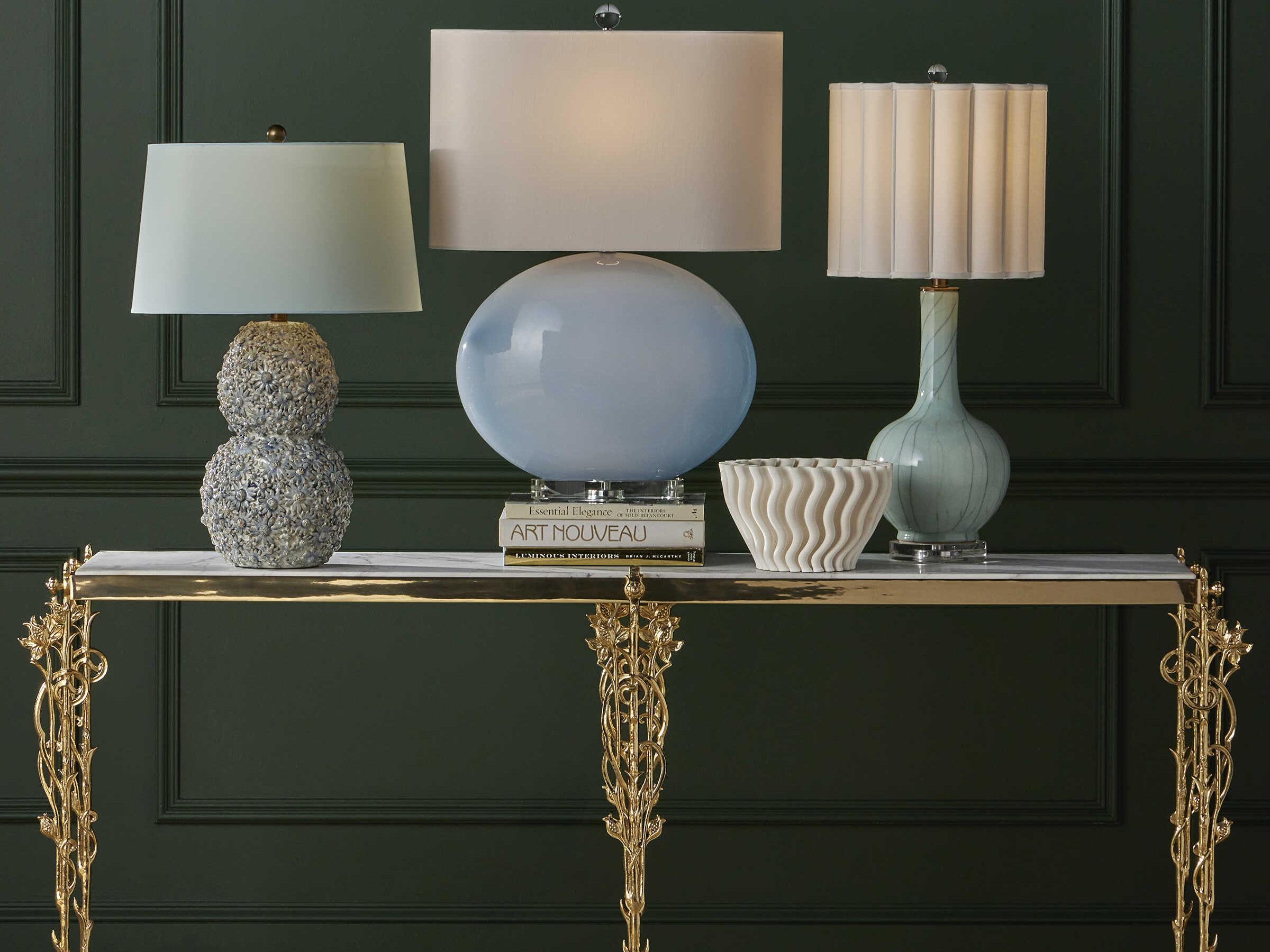 Currey & Company Jessamine Cloud Blue Linen Buffet Lamp