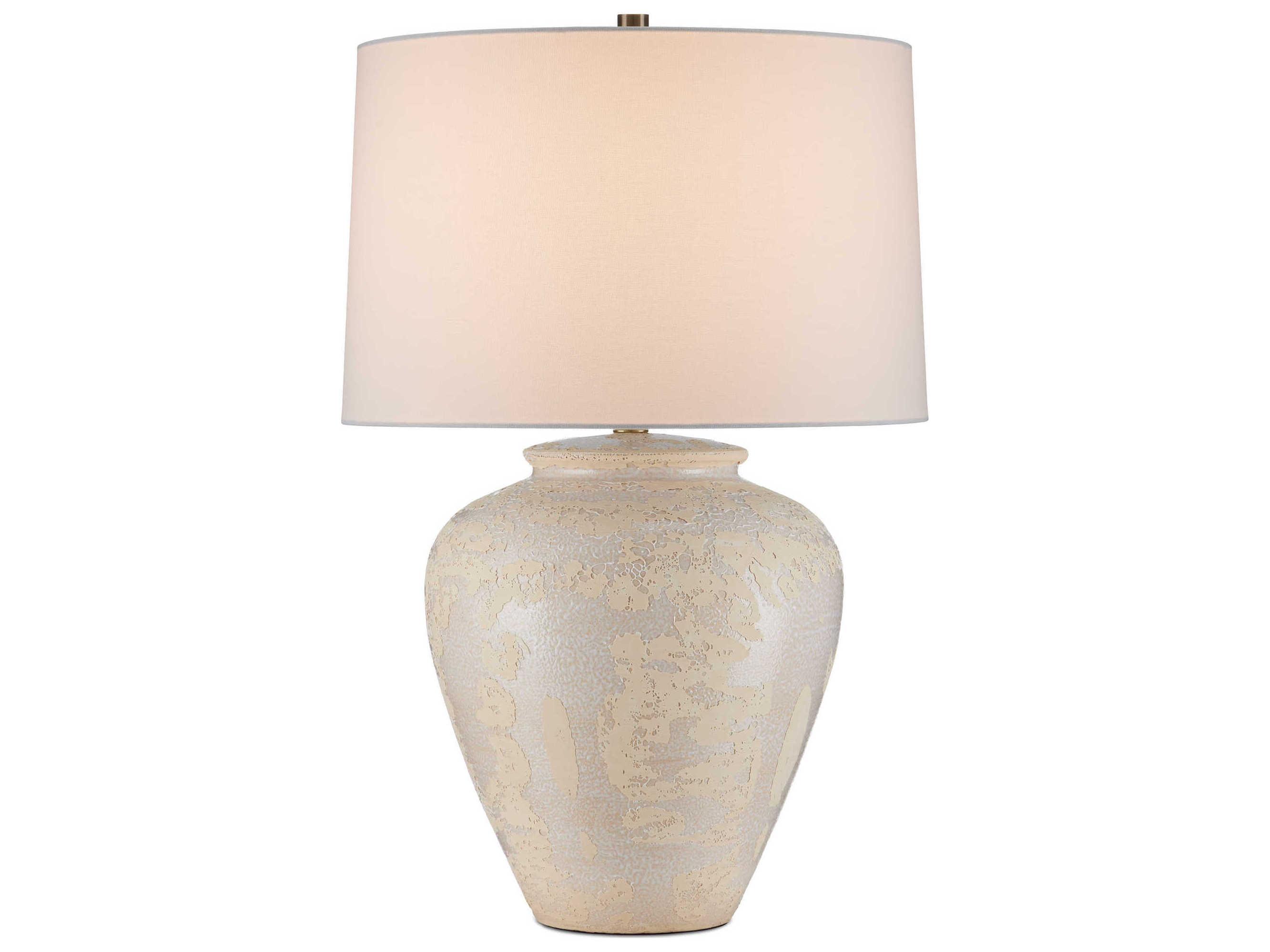 Currey & Company Mimi Ivory White Linen Buffet Lamp