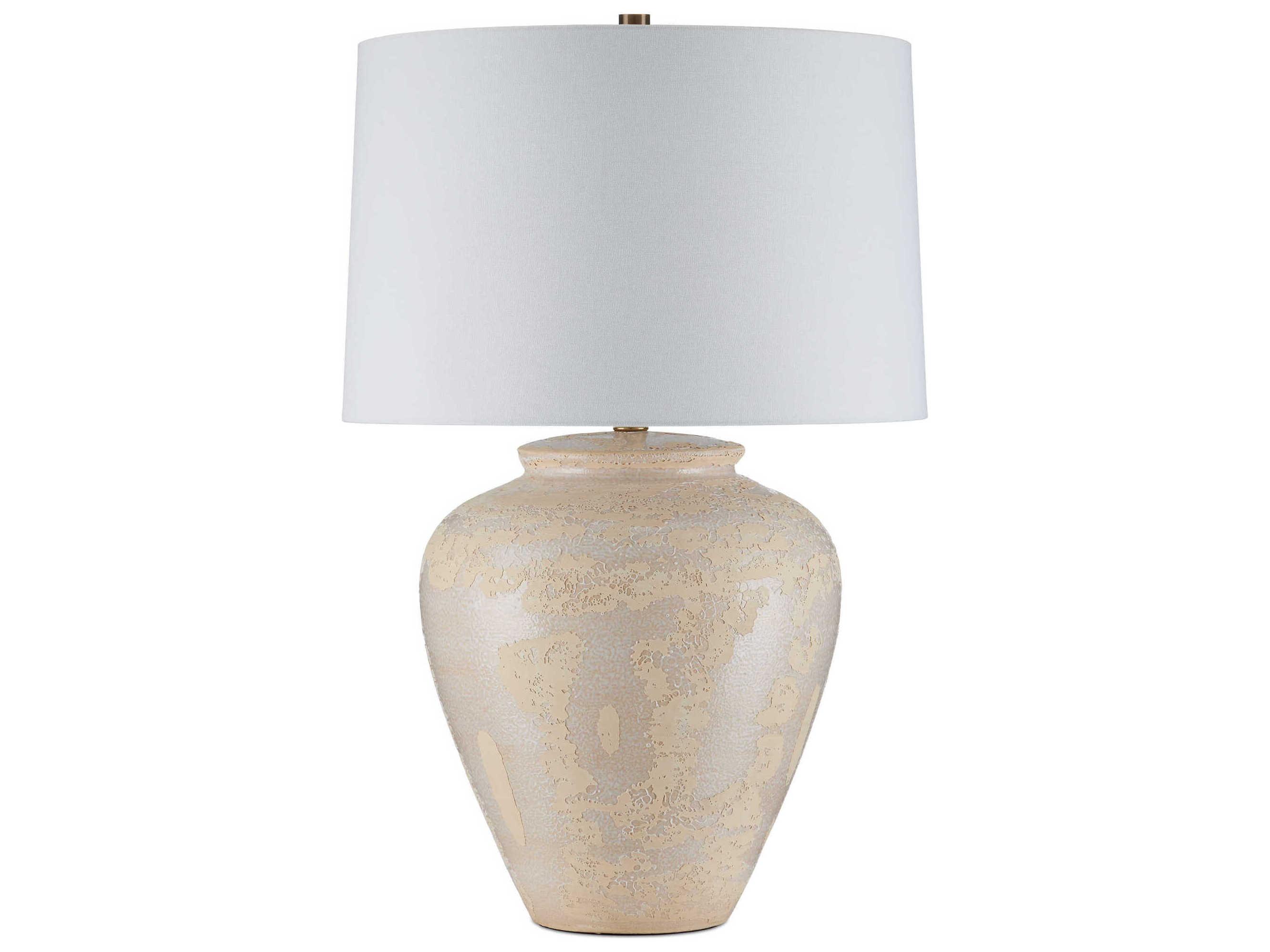 Currey & Company Mimi Ivory White Linen Buffet Lamp