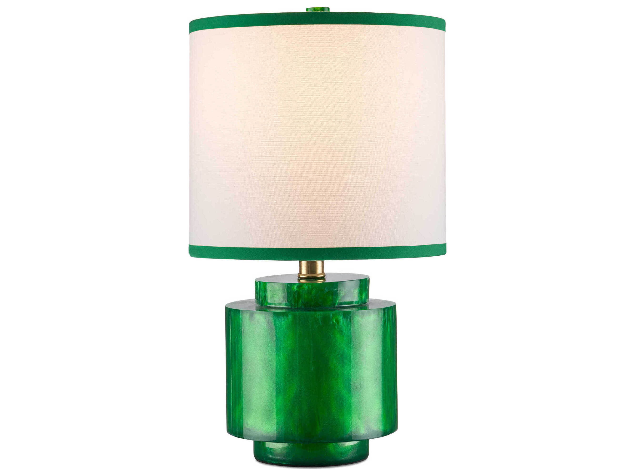 Currey & Company Beryl Subtle Shimmer Green White Linen Trim Table Lamp
