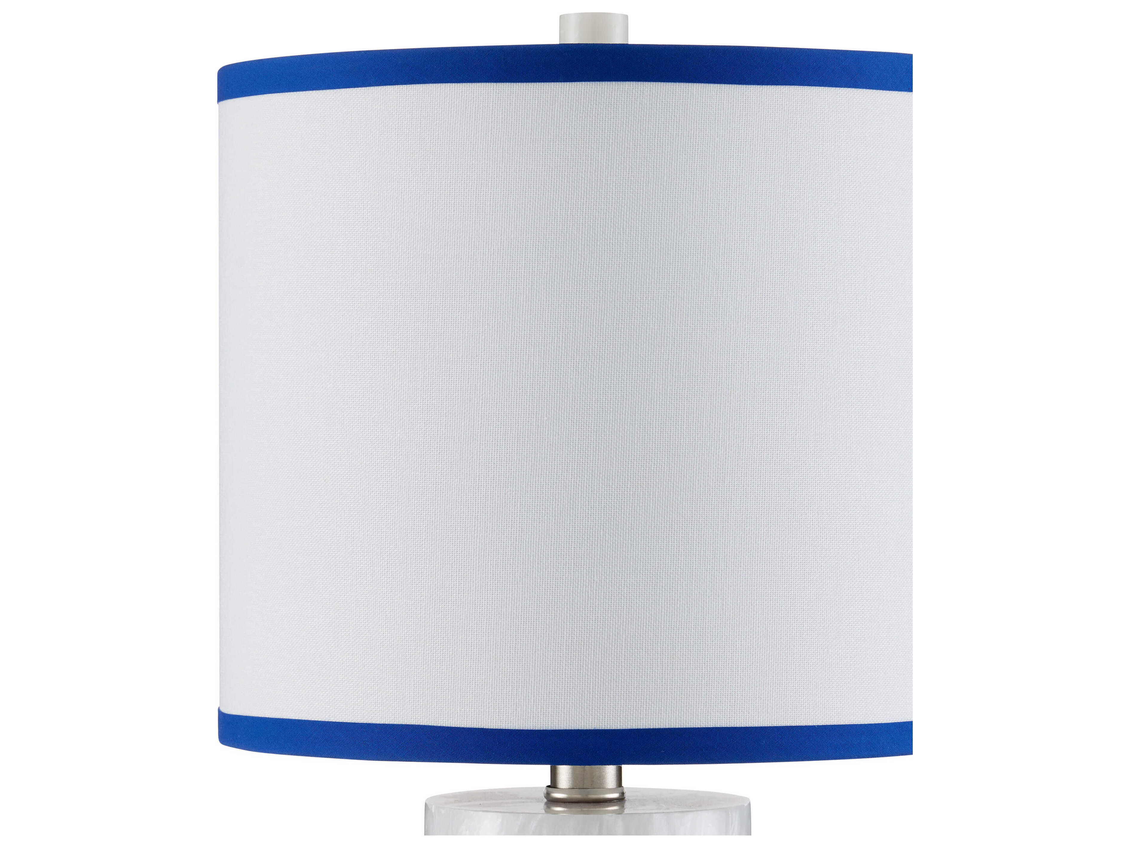 Currey & Company Beryl Subtle Shimmer White Linen Navy Blue Trim Table Lamp