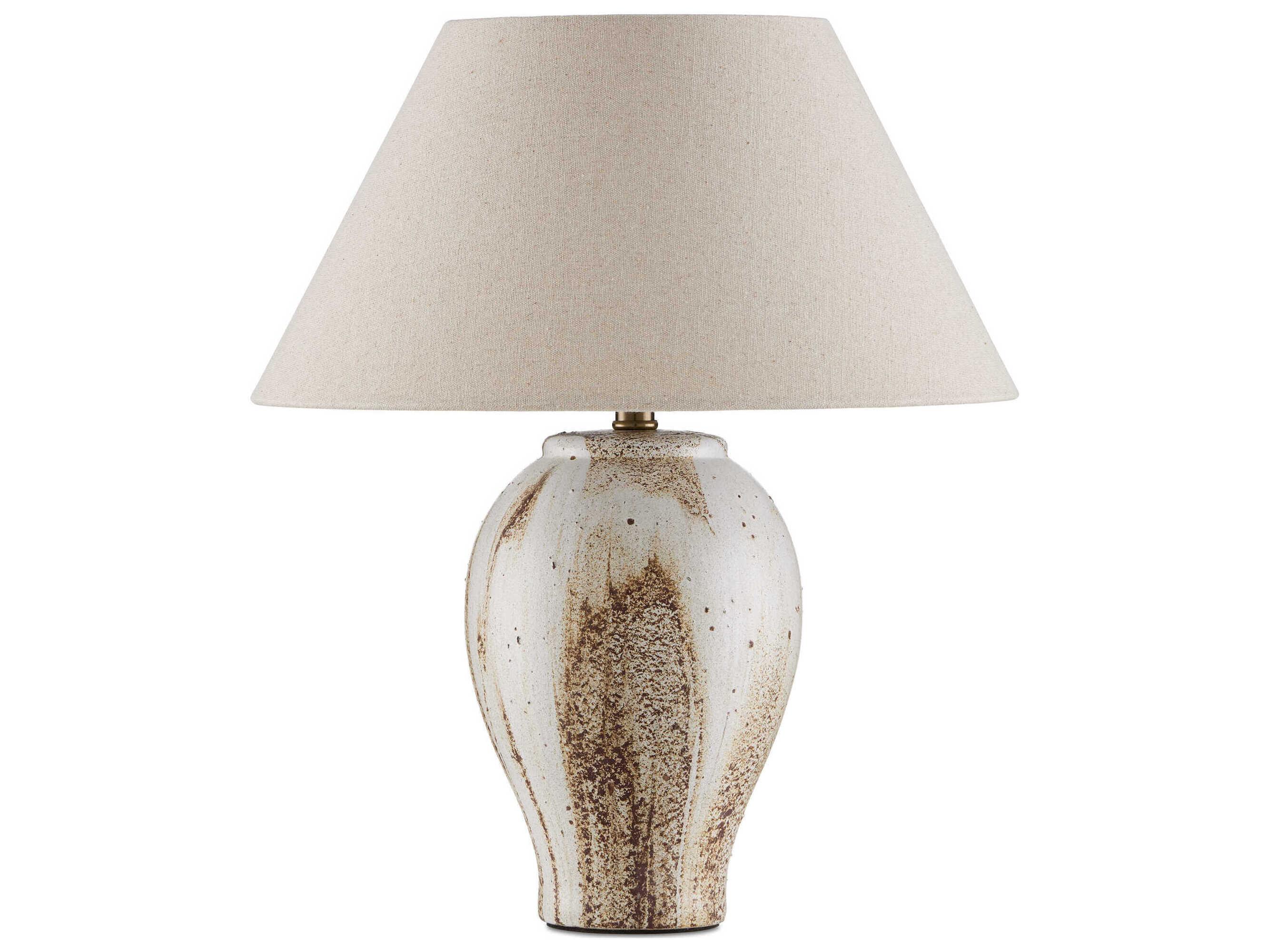 Currey & Company Latte Natural Linen Off White Table Lamp