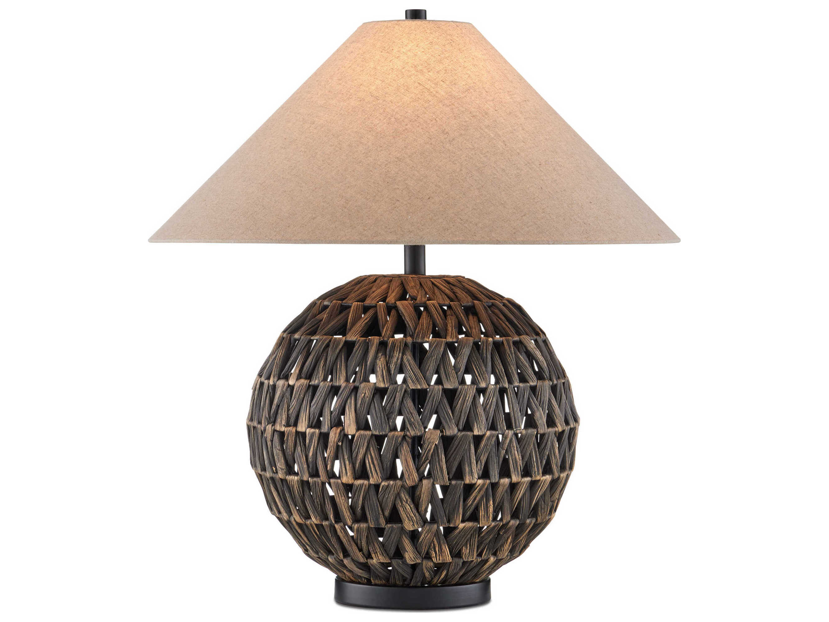 Currey & Company Casimer Black Natural Linen Buffet Lamp