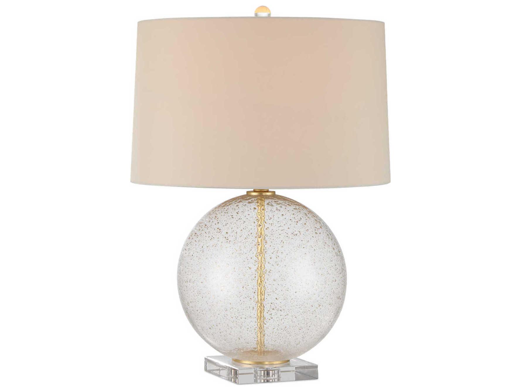 Currey & Company Zebulon Clear Gold Speckles Beige Polyester Fabric Lining Buffet Lamp