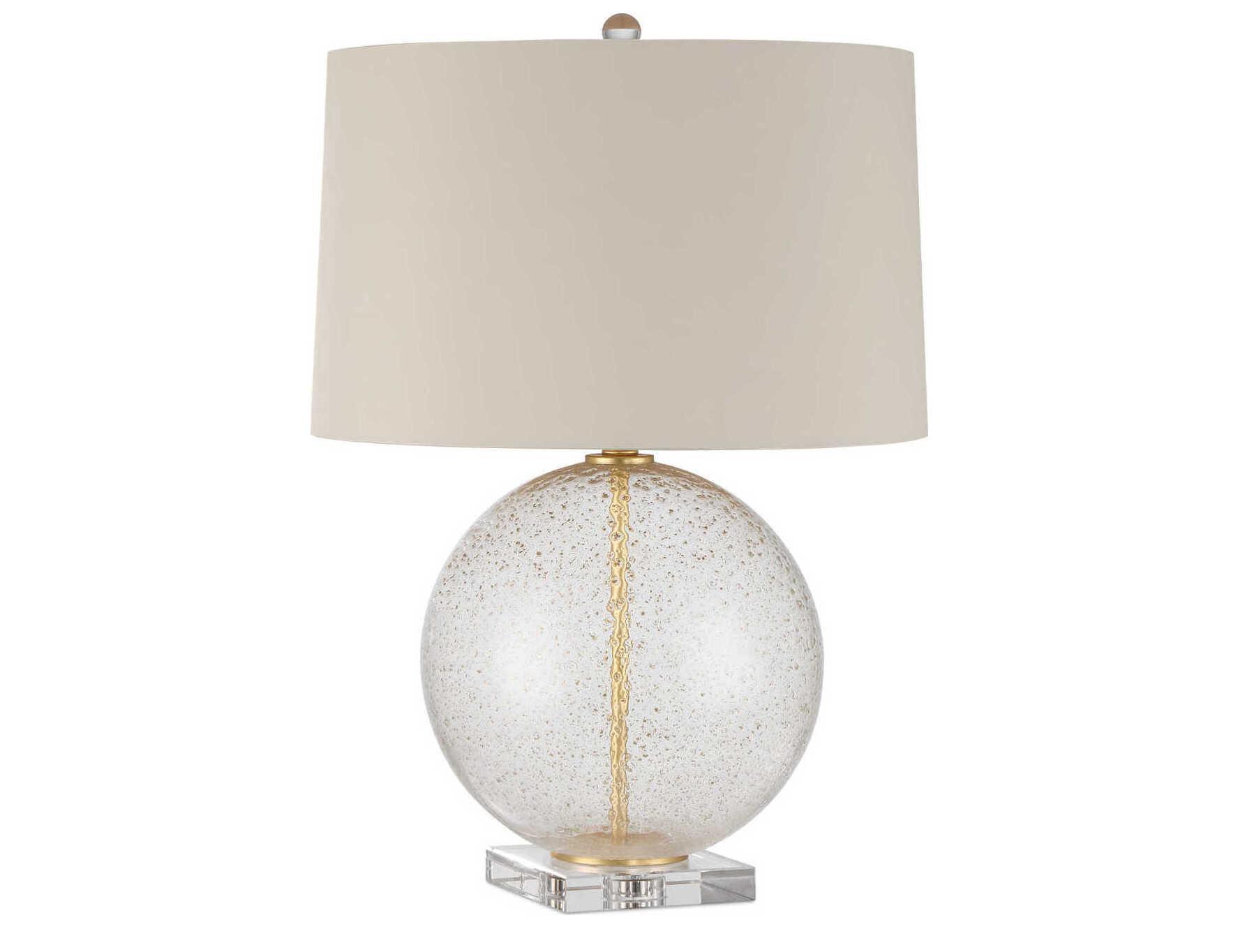 Currey & Company Zebulon Clear Gold Speckles Beige Polyester Fabric Lining Buffet Lamp