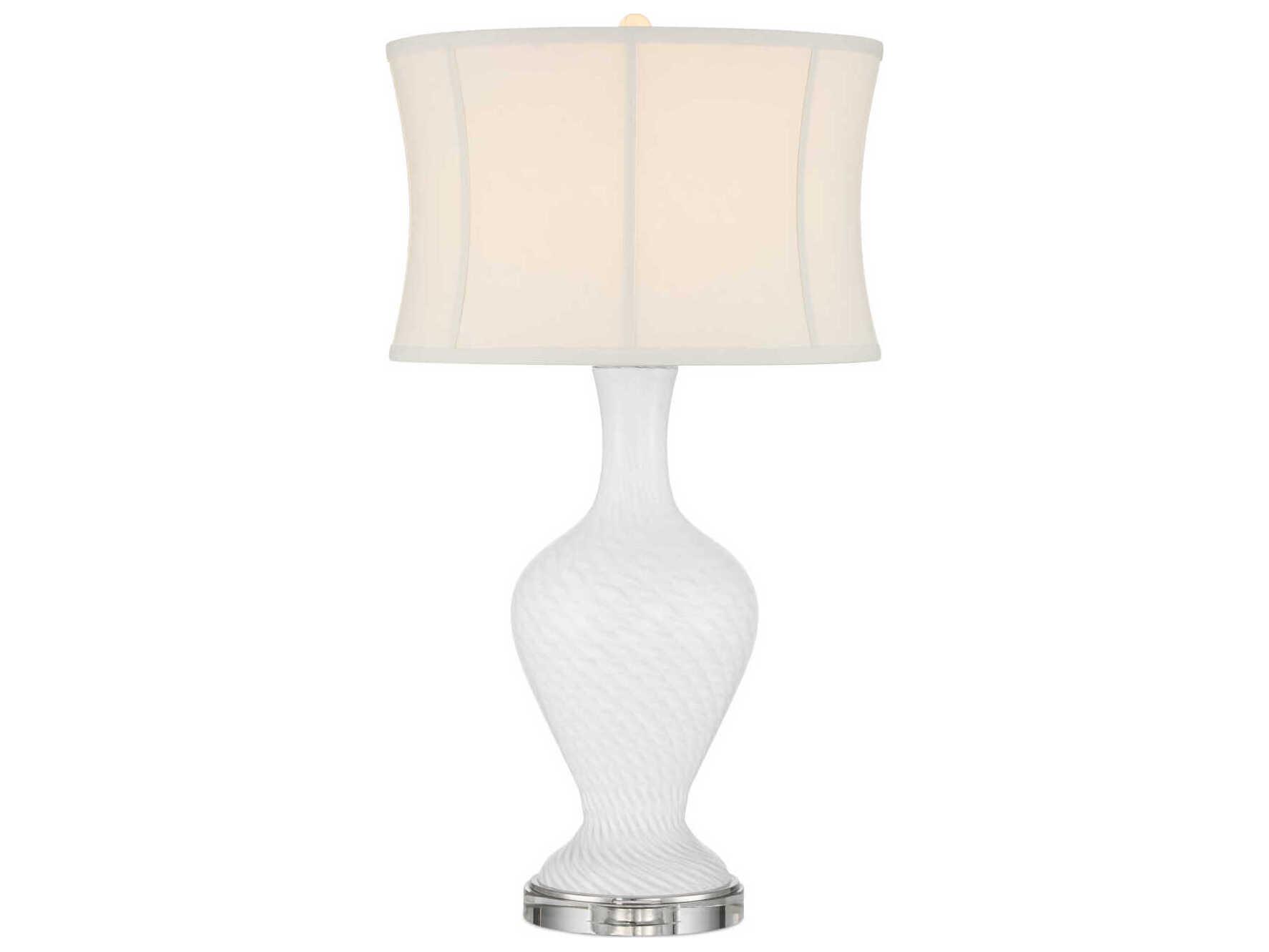 Currey & Company Zeta White Clear Buffet Lamp