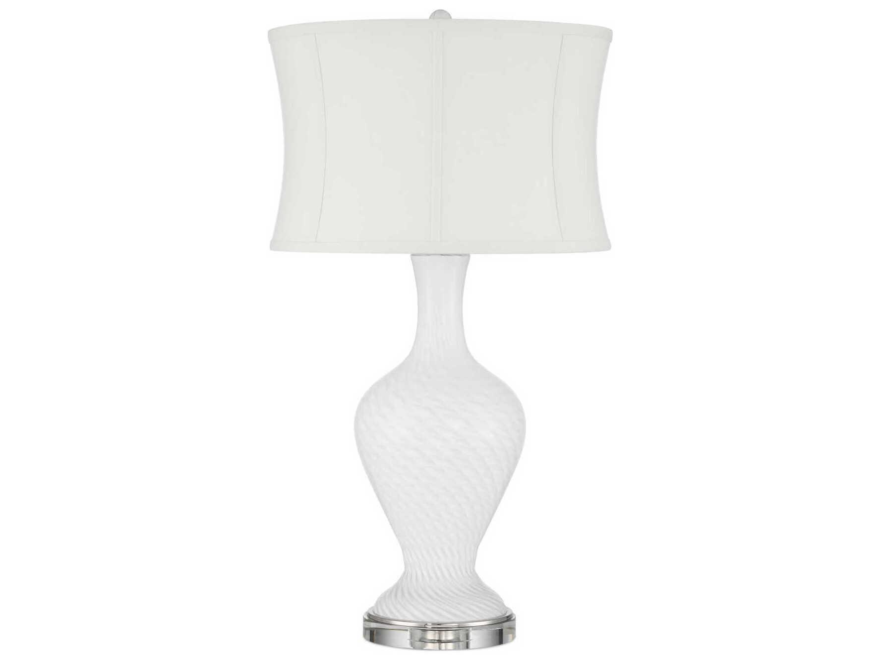 Currey & Company Zeta White Clear Buffet Lamp