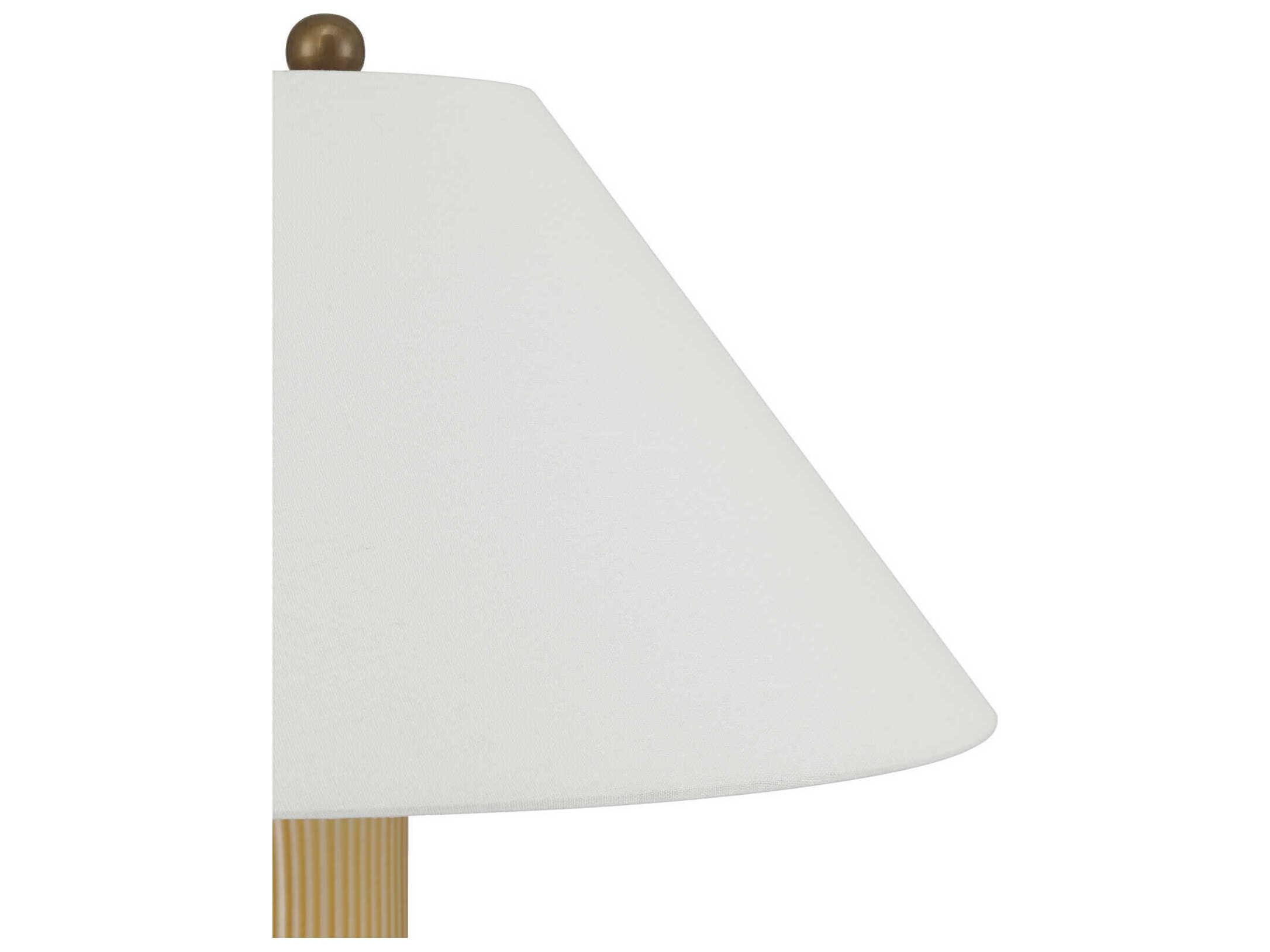 Currey & Company Striae Bone Linen Rayon Hardback Rolled Edge Yellow Buffet Lamp