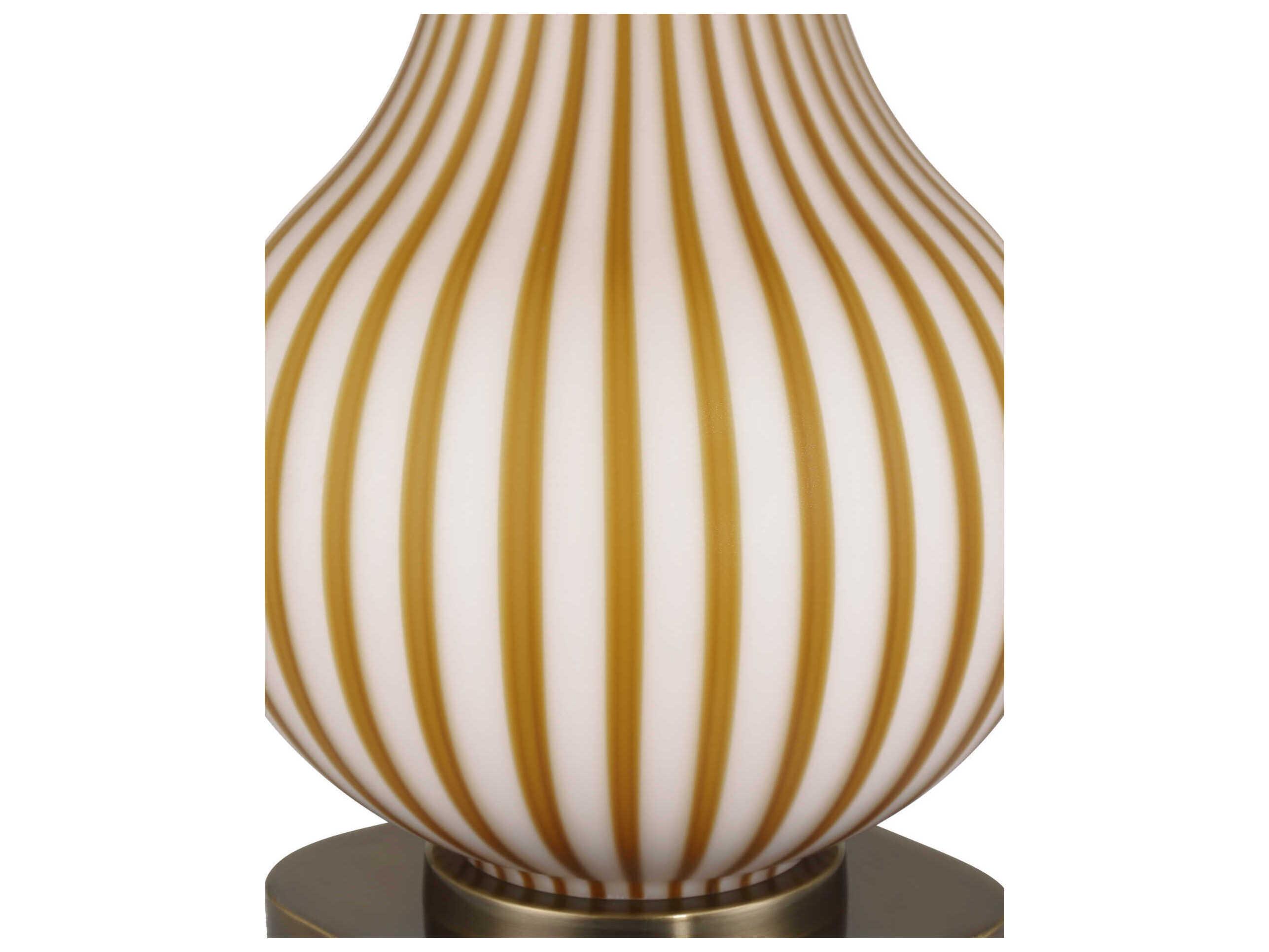 Currey & Company Striae Bone Linen Rayon Hardback Rolled Edge Yellow Buffet Lamp