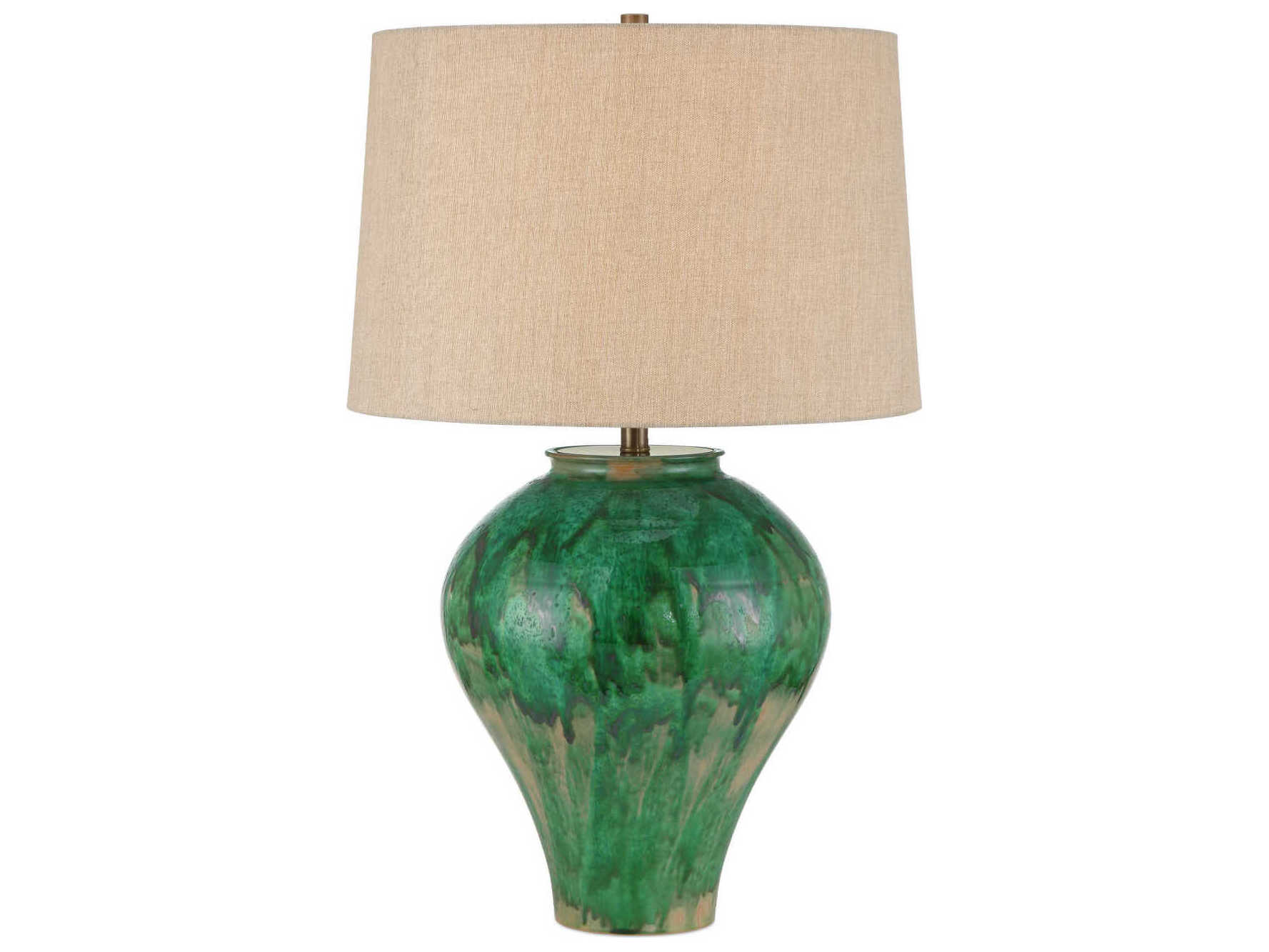 Currey & Company Blarney Green Cuban Sandpaper Hardback Rolled Edge Buffet Lamp