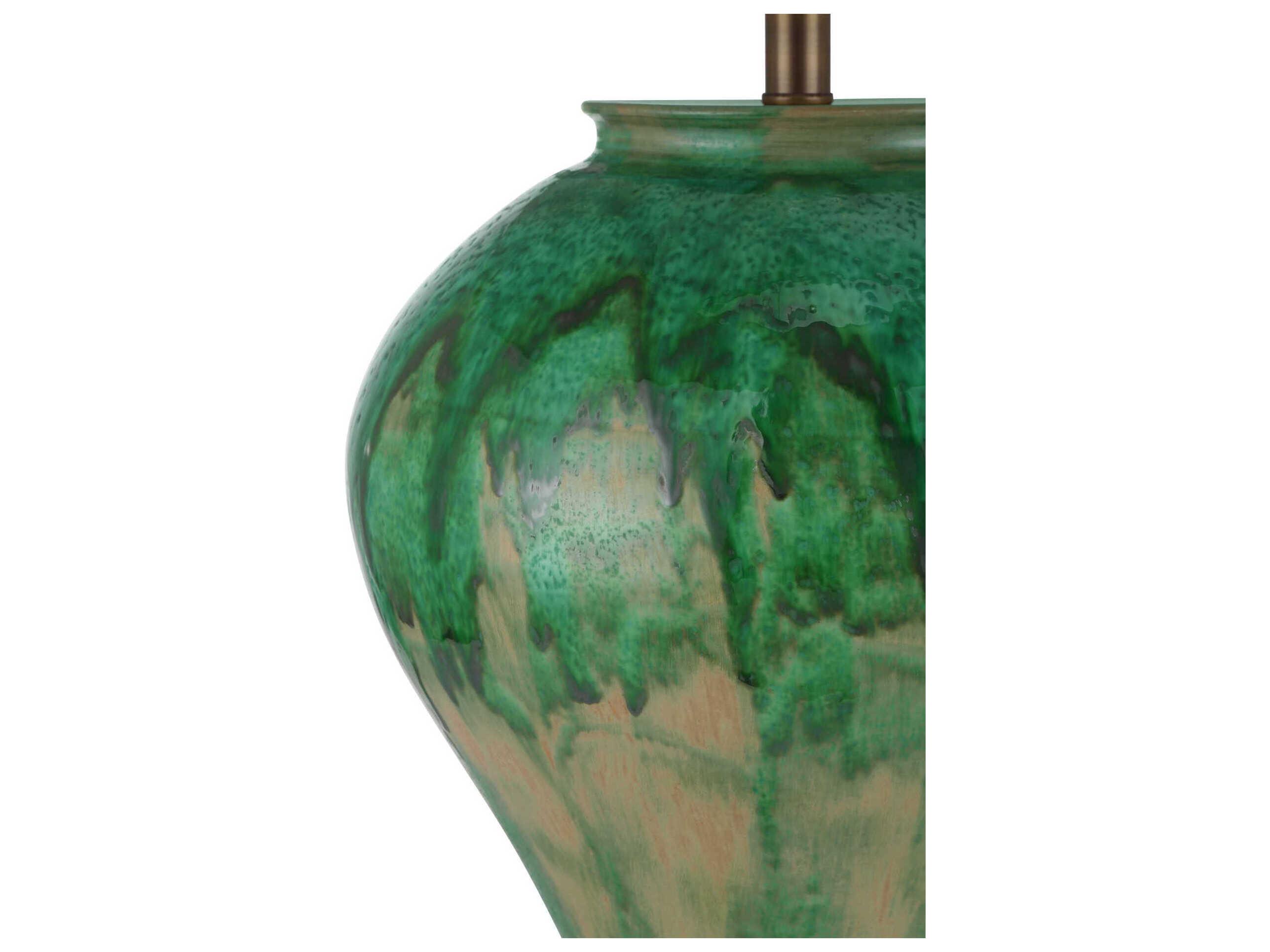 Currey & Company Blarney Green Cuban Sandpaper Hardback Rolled Edge Buffet Lamp